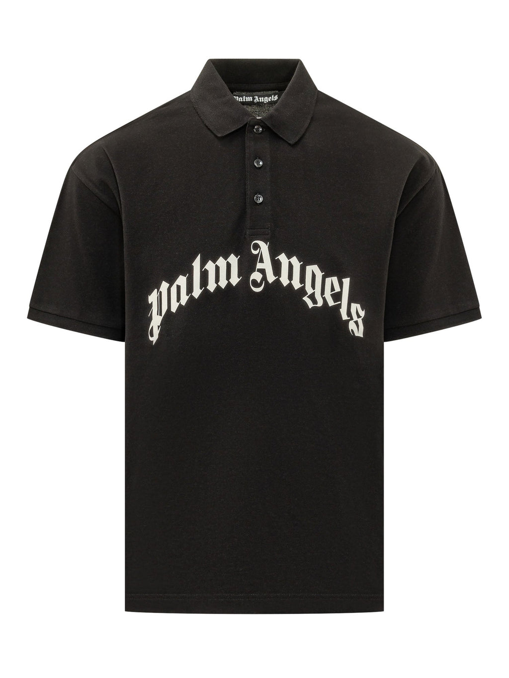 Оригінальна Short Sleeve Polo With Collar And Curved Logo Print Palm angels – боковий вид
