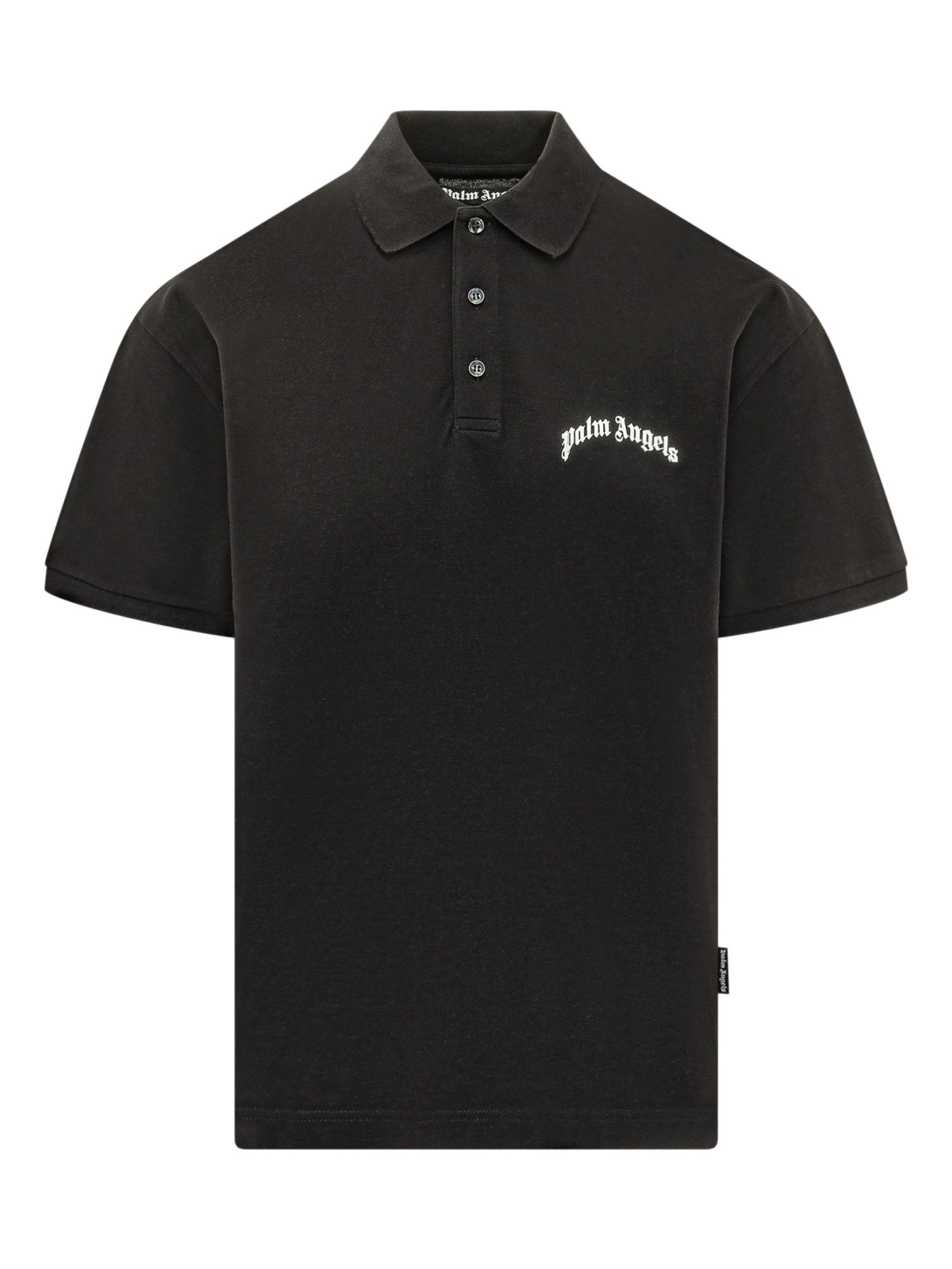 Оригінальна Short Sleeve Polo With Collar And Curved Logo Palm angels – боковий вид