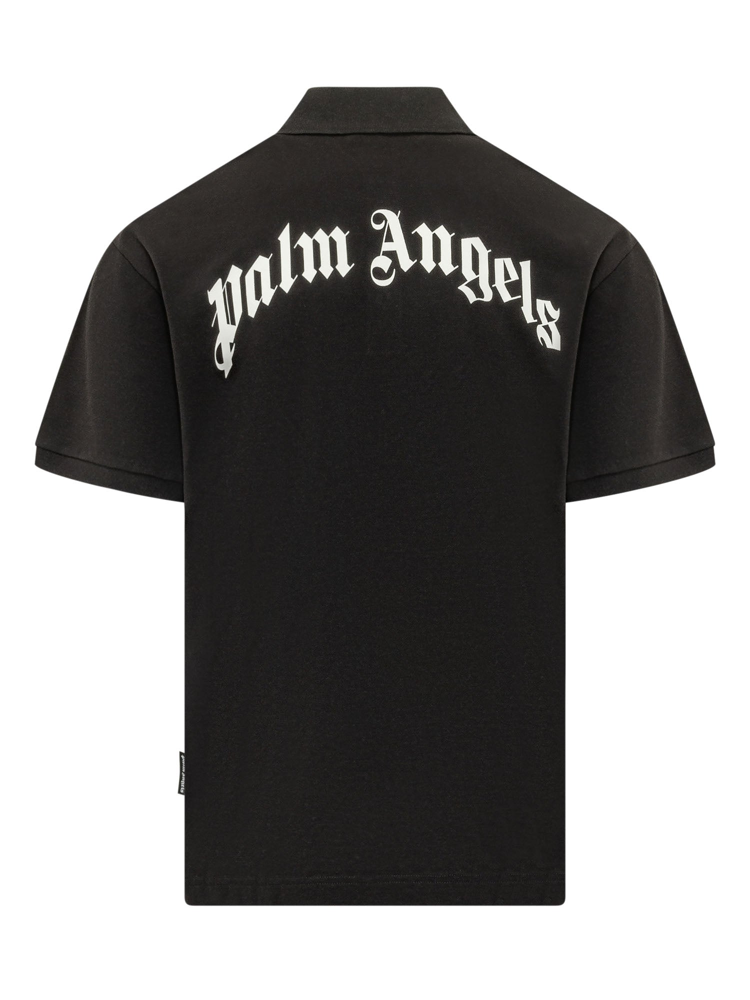Оригінальна Short Sleeve Polo With Collar And Curved Logo Palm angels – вид ззаду