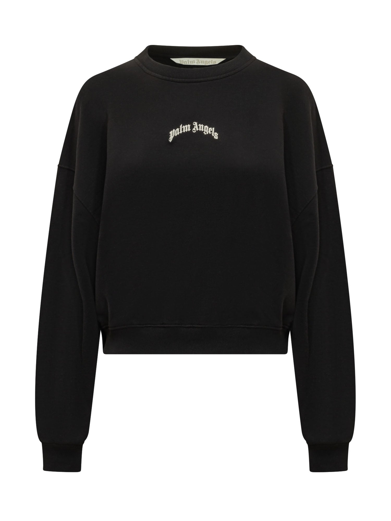 Loose Crop Crewneck Sweatshirt With Logo Palm angels оригінал – Купити в Україні – боковий вид