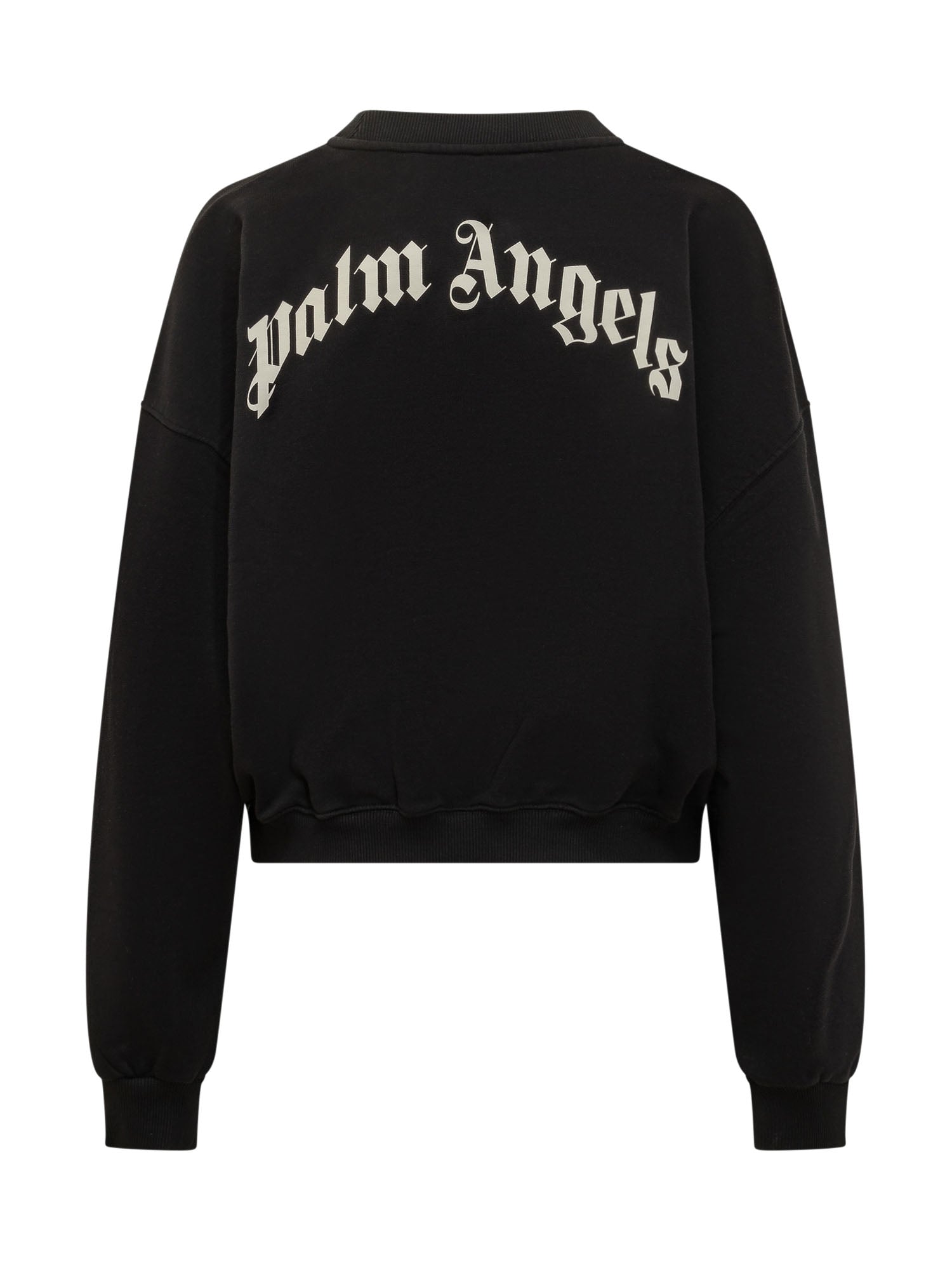 Loose Crop Crewneck Sweatshirt With Logo Palm angels оригінал – Купити в Україні – вид ззаду