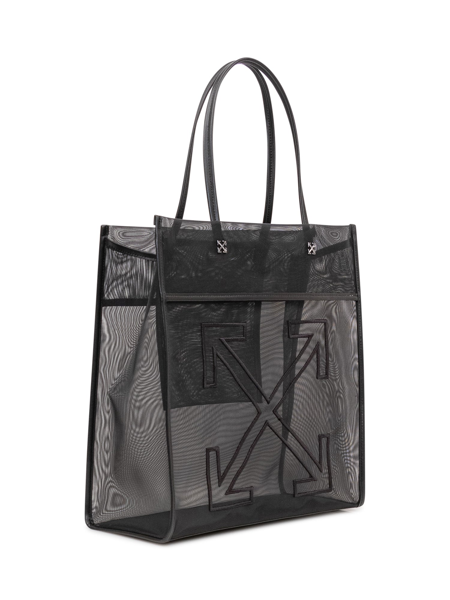 Market Tote Bag In Mesh With Double Handles And Logo Off-white – Гарантія оригінальності – вид ззаду