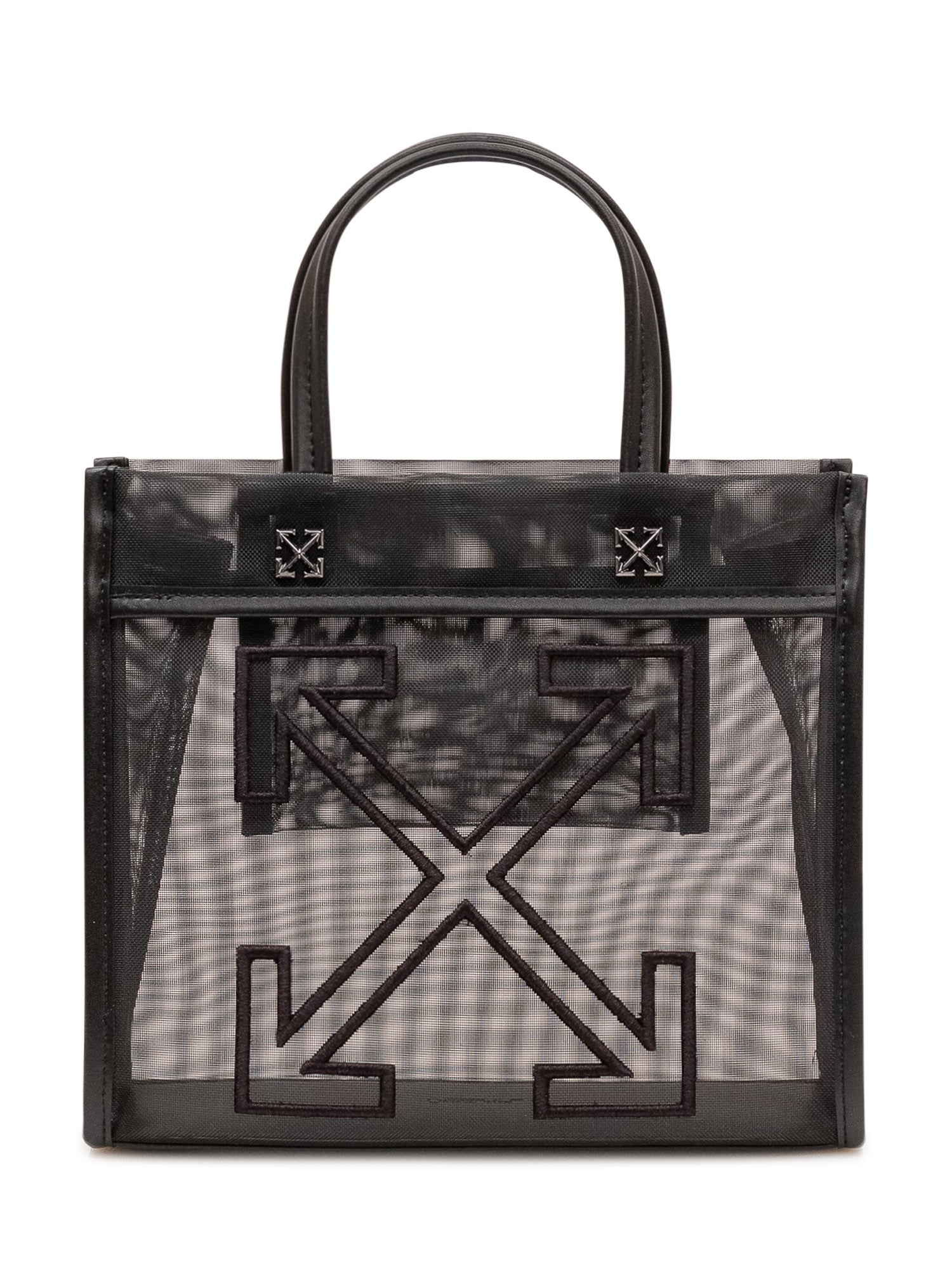 Small Market Tote Bag In Mesh With Double Handles And Logo Off-white оригінал – Купити в Україні – боковий вид