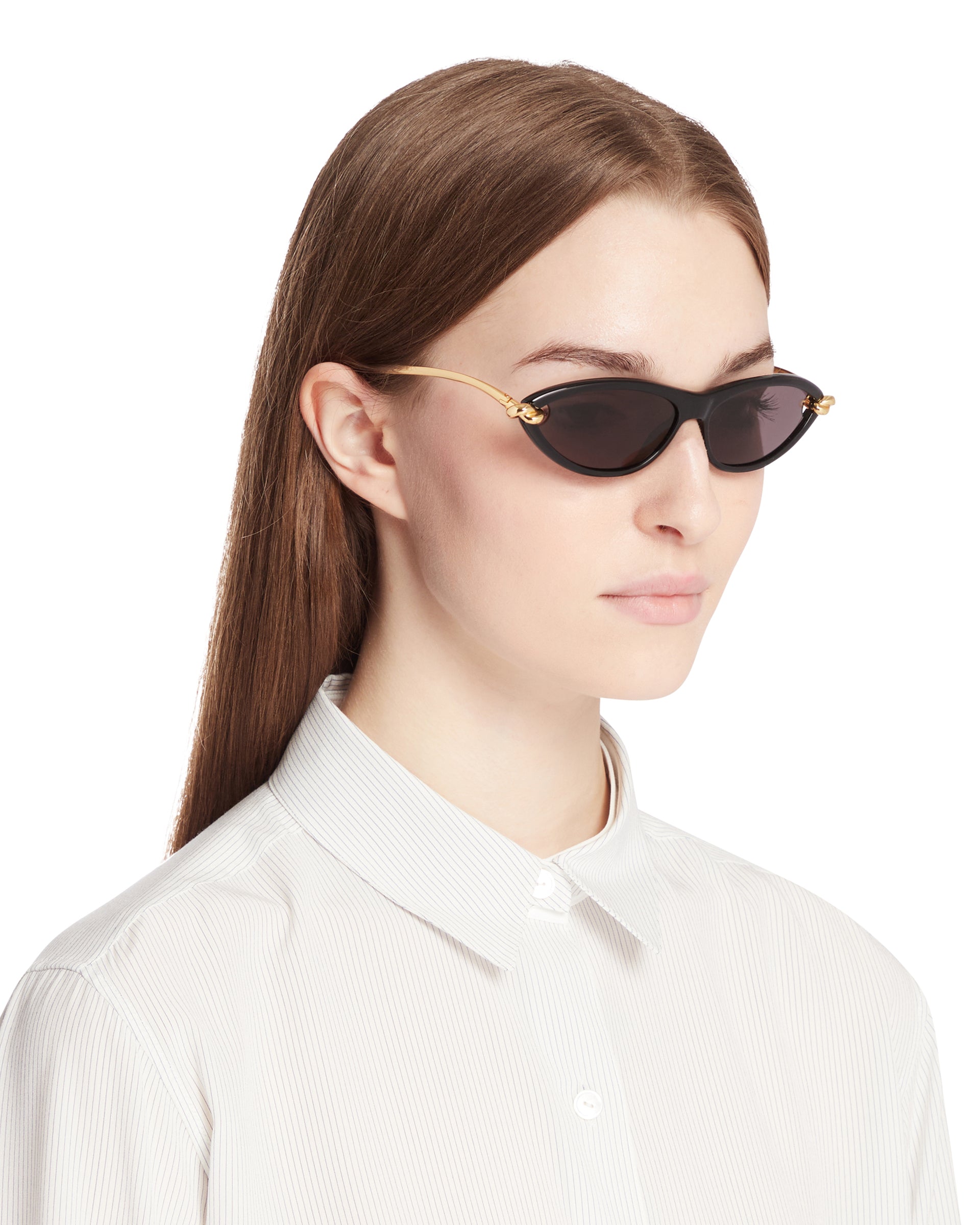 Black Cat-Eye Knot Sunglasses Bottega veneta – Гарантія оригінальності – детальний вид