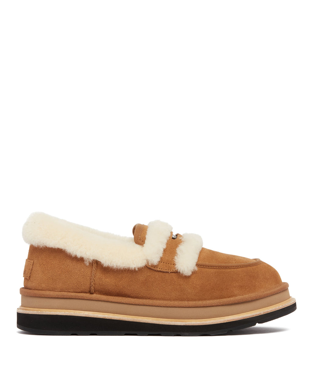 X Sacai Beige Leather Loafers Ugg – Гарантія оригінальності – боковий вид