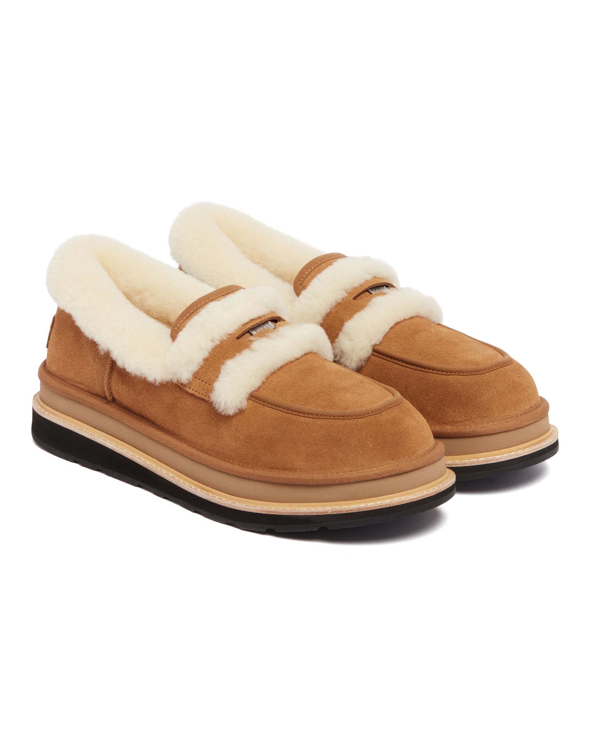 X Sacai Beige Leather Loafers Ugg – Гарантія оригінальності – детальний вид