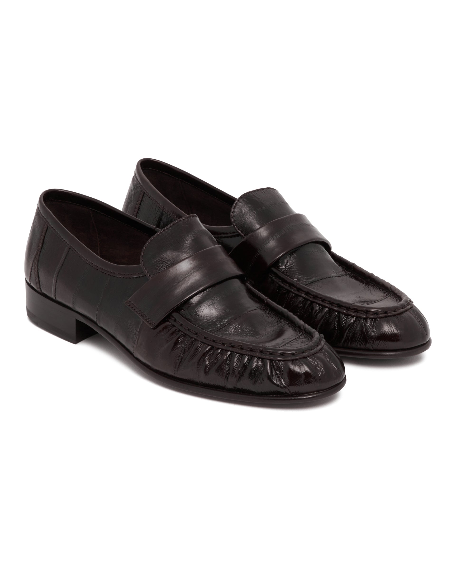 Black Eelskin Loafers - THE ROW