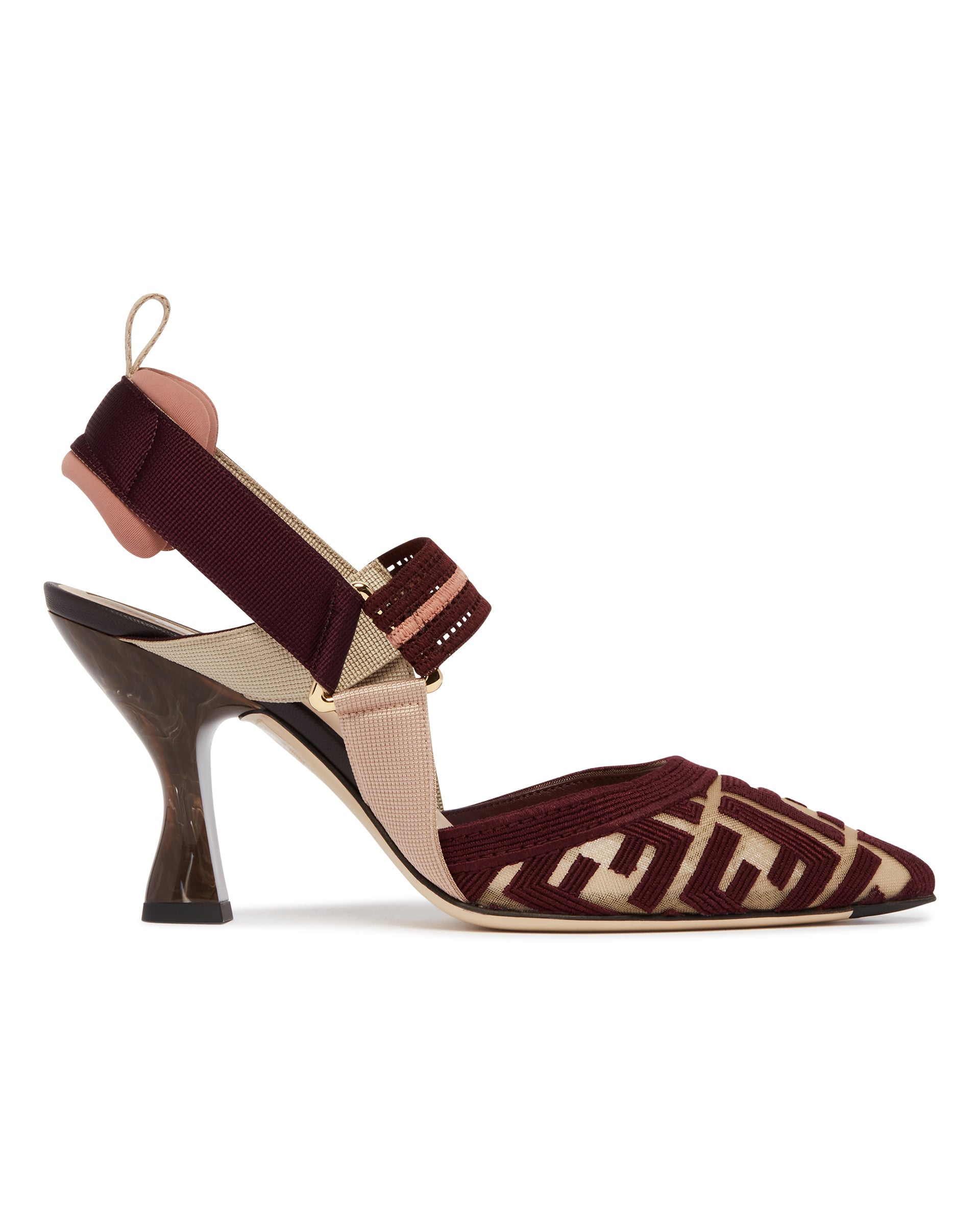 Burgundy Ff Colibrì Slingbacks Fendi – Гарантія оригінальності – вид ззаду