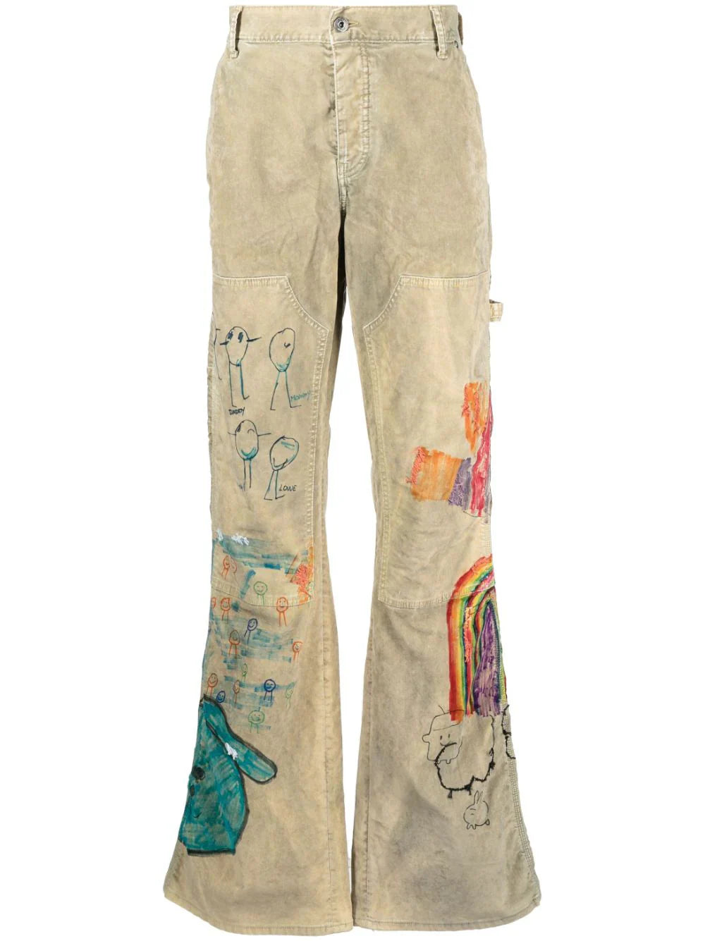 Cartoon Flared Carpenter Pants Off-white оригінал – Купити в Україні – боковий вид