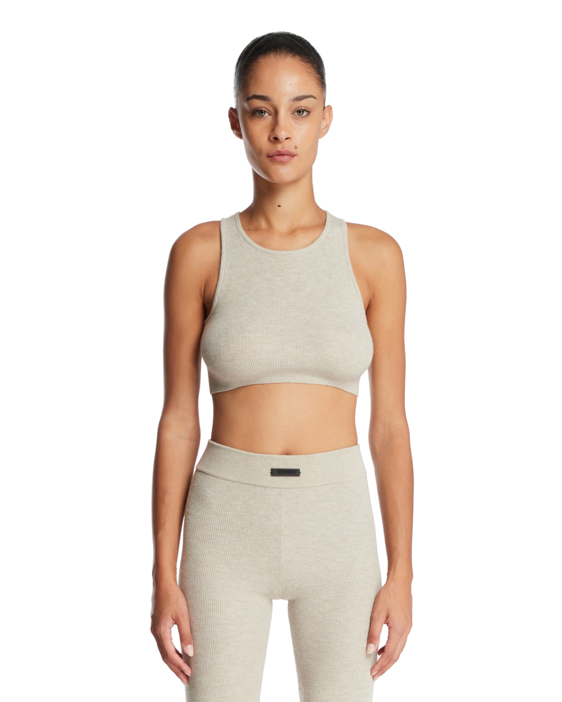 Beige Ribbed Crop Top - FEAR OF GOD