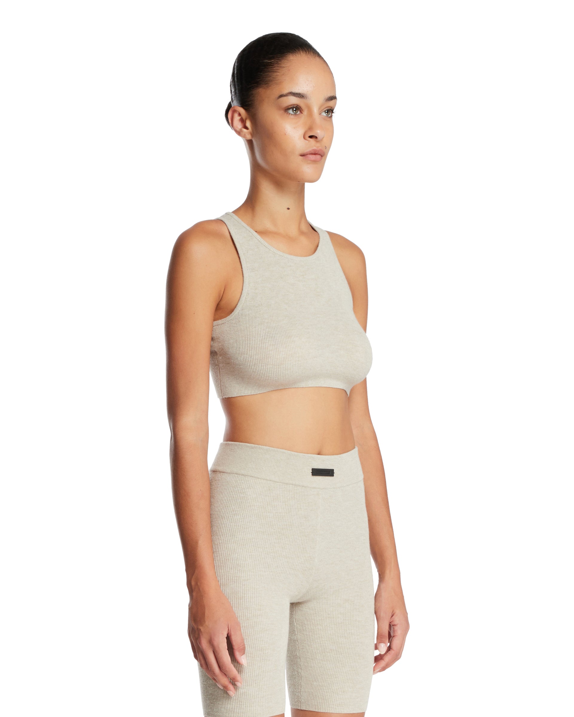 Beige Ribbed Crop Top - FEAR OF GOD