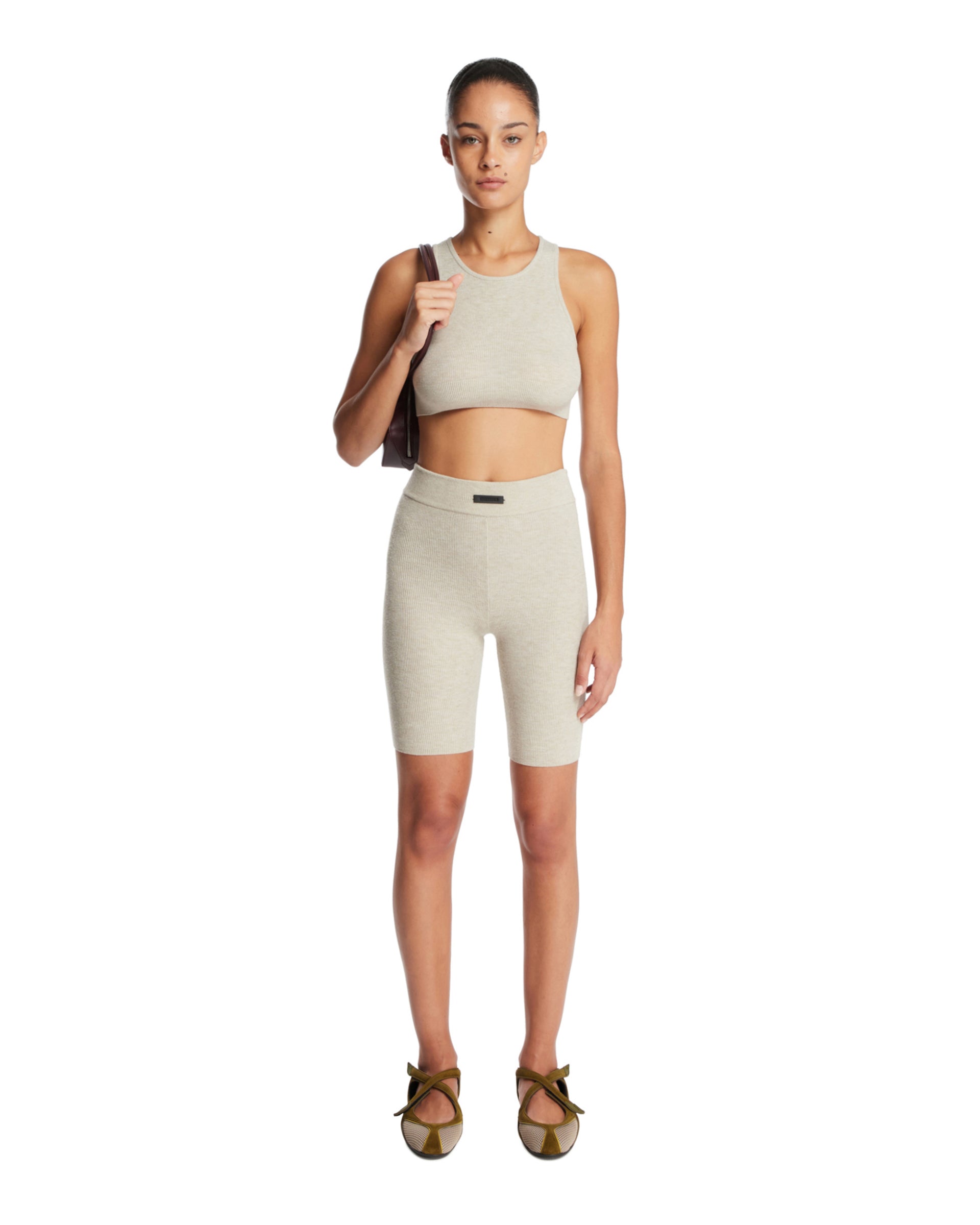 Beige Ribbed Crop Top - FEAR OF GOD