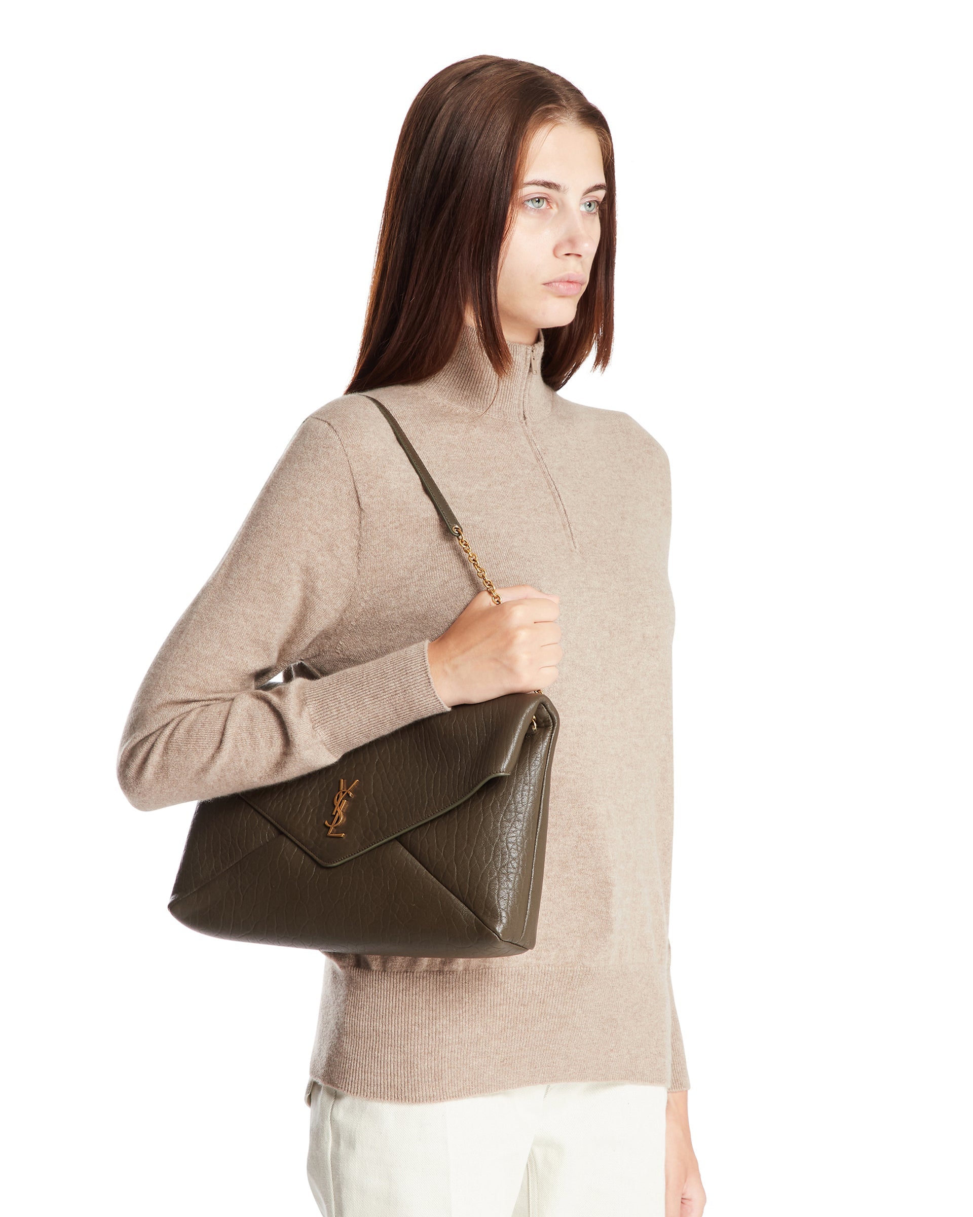 Green Cassandre XXL Envelope Clutch Saint laurent – Гарантія оригінальності – детальний вид