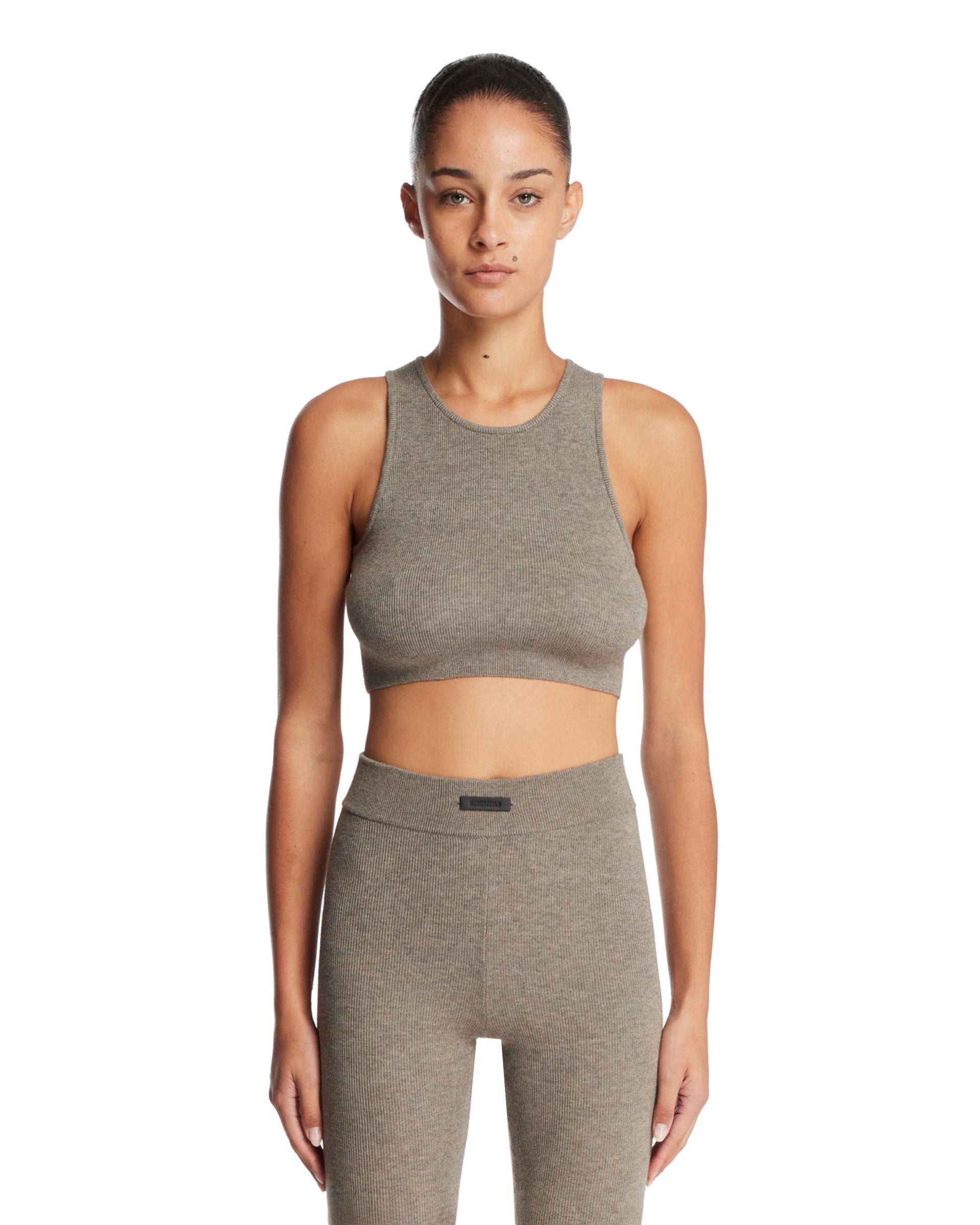Gray Ribbed Crop Top - FEAR OF GOD