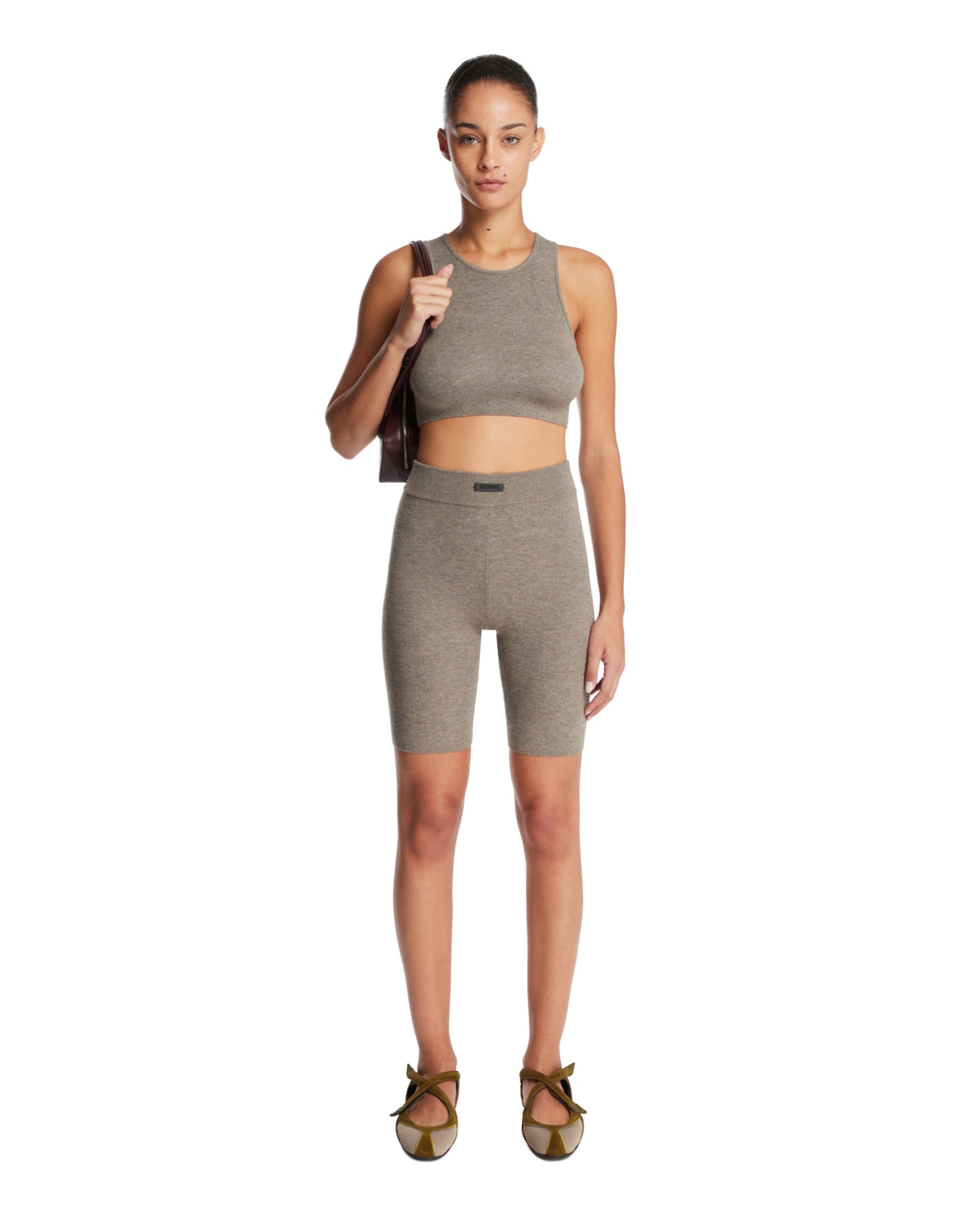 Gray Ribbed Crop Top - FEAR OF GOD