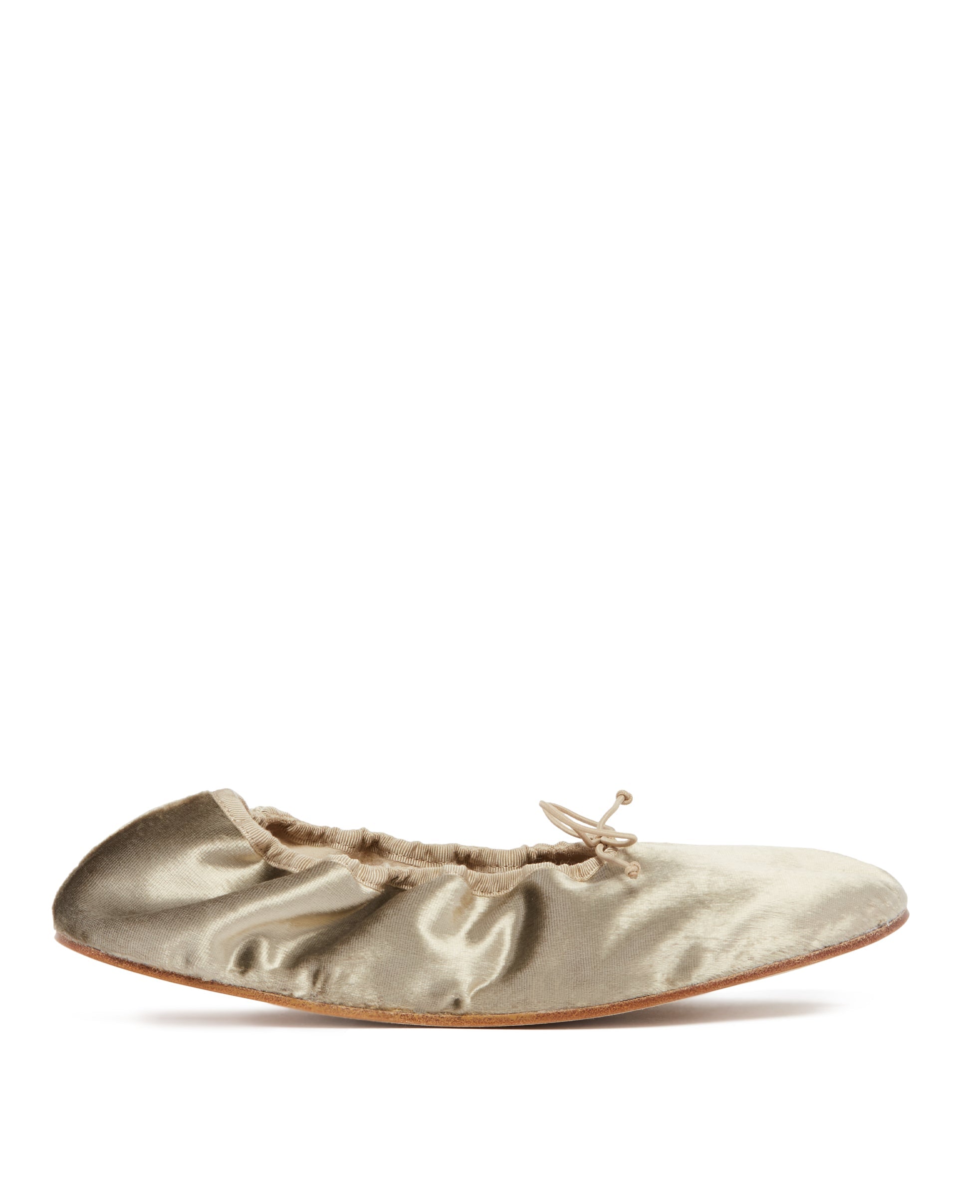 Beige Rounded Velvet Ballet Flats The row оригінал – Купити в Україні – боковий вид