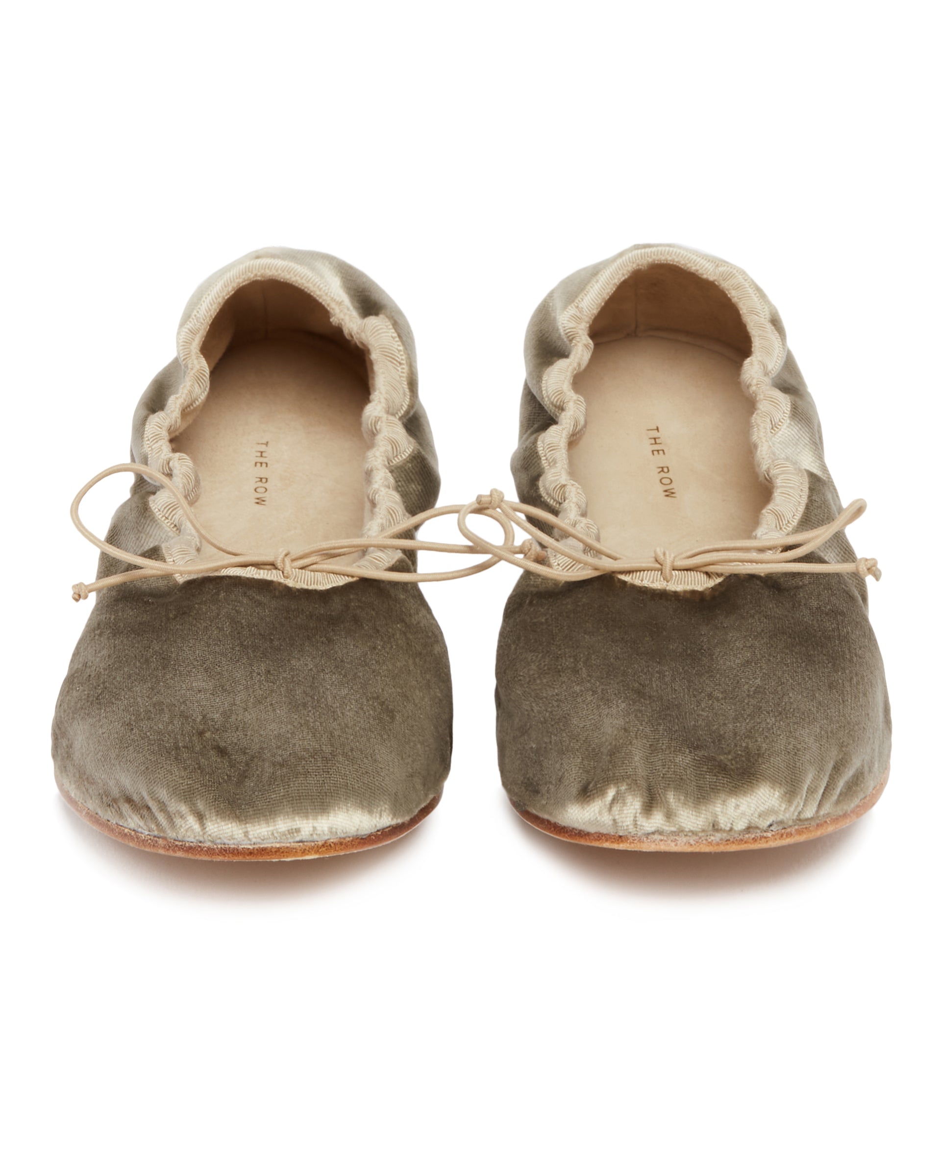 Beige Rounded Velvet Ballet Flats The row оригінал – Купити в Україні – збільшений вид