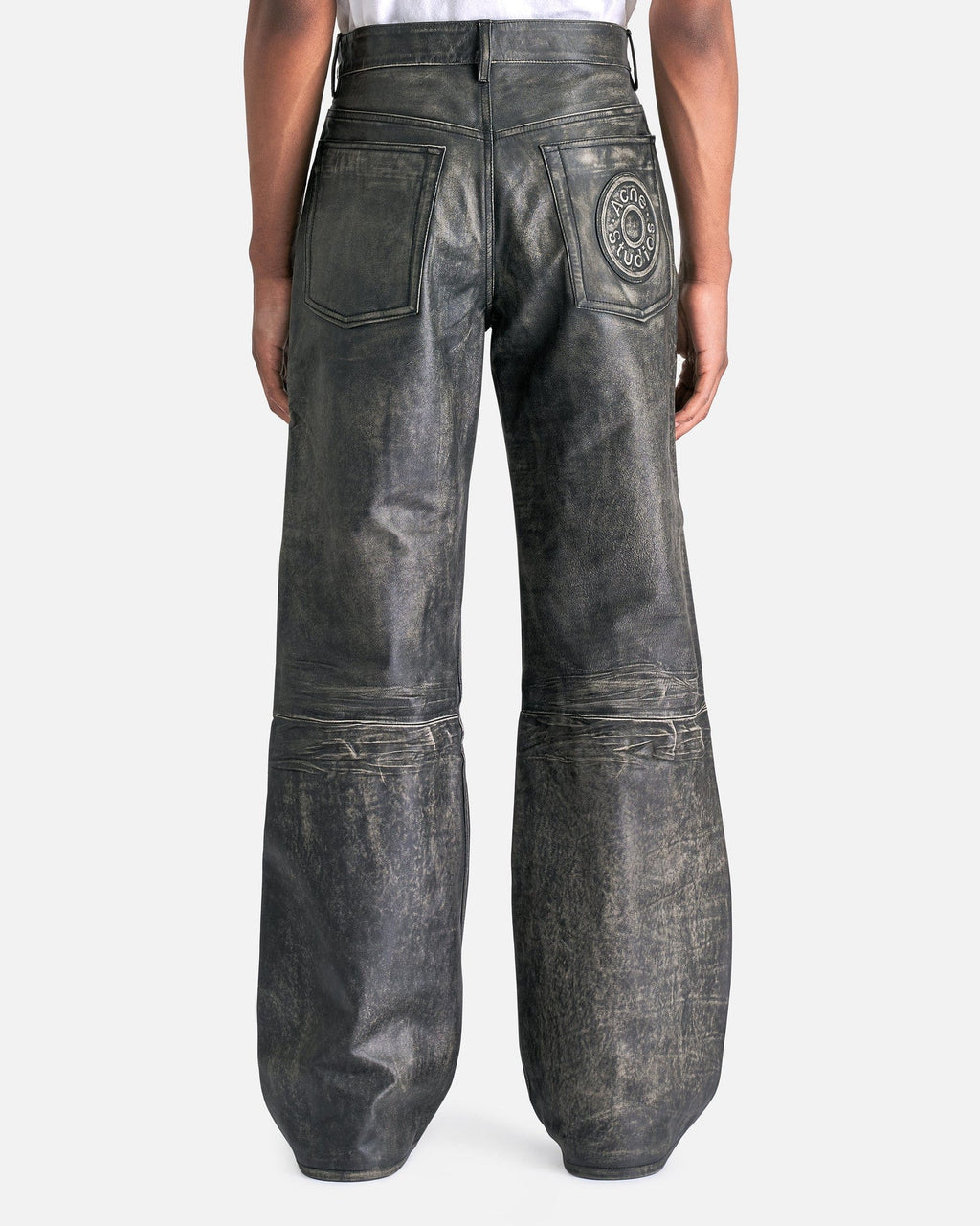 Оригінальна 2021 Sanding Leather Trousers In Black Acne studios – детальний вид