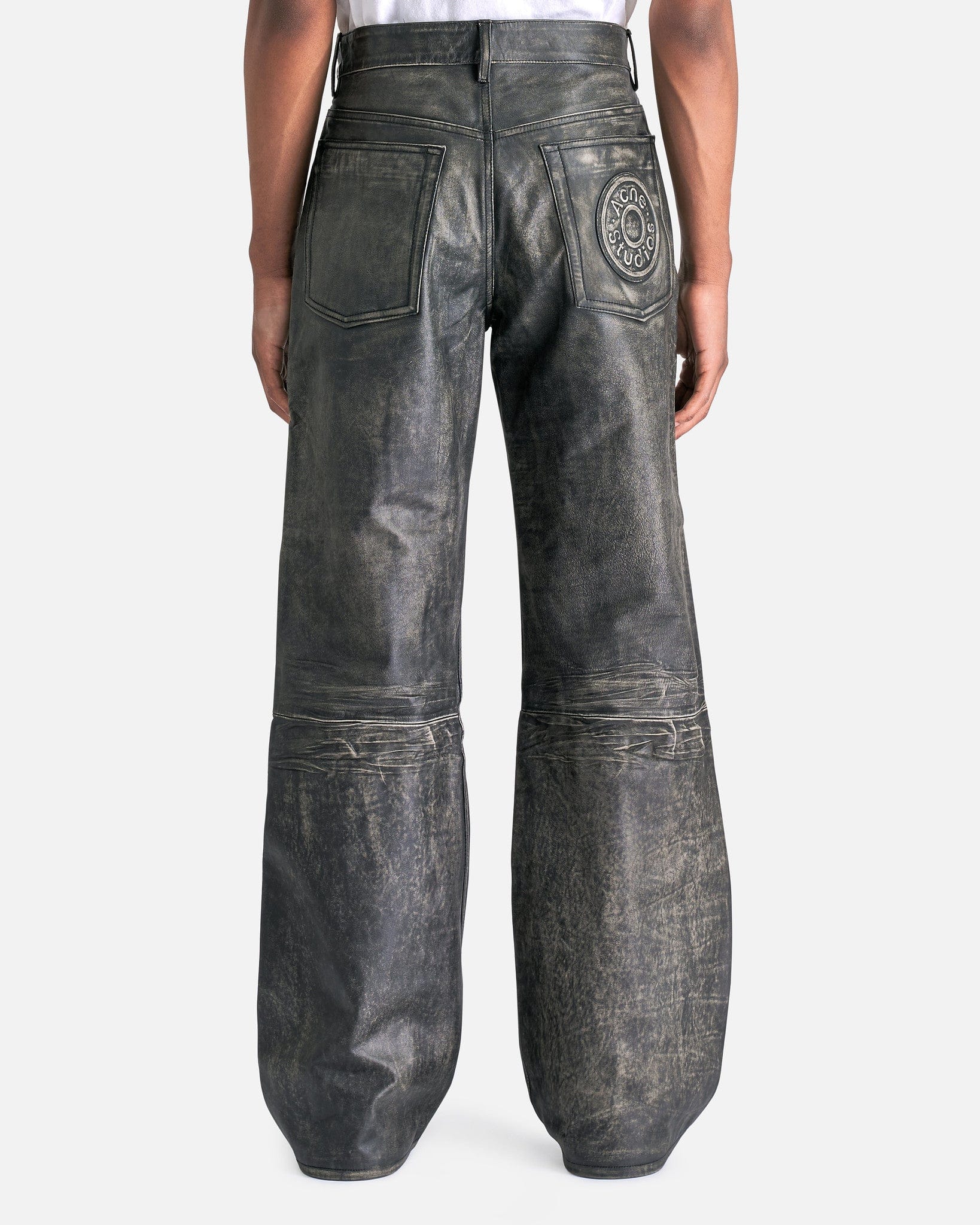 Оригінальна 2021 Sanding Leather Trousers In Black Acne studios – детальний вид
