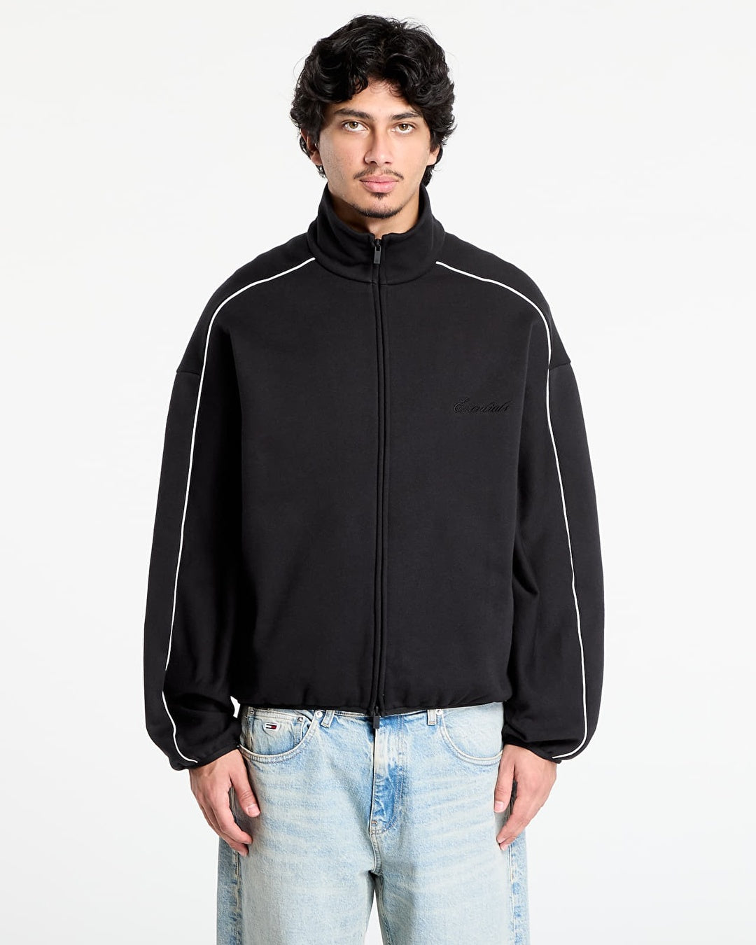 Essentials Modern Track Jacket With Piping Jet Black Fear of god оригінал – Купити в Україні – збільшений вид - FEAR OF GOD