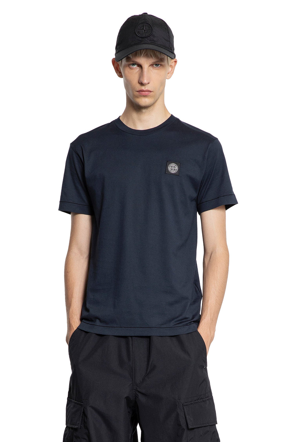 V0020 Cotton Jersey T-Shirt Stone island оригінал – Купити в Україні – боковий вид