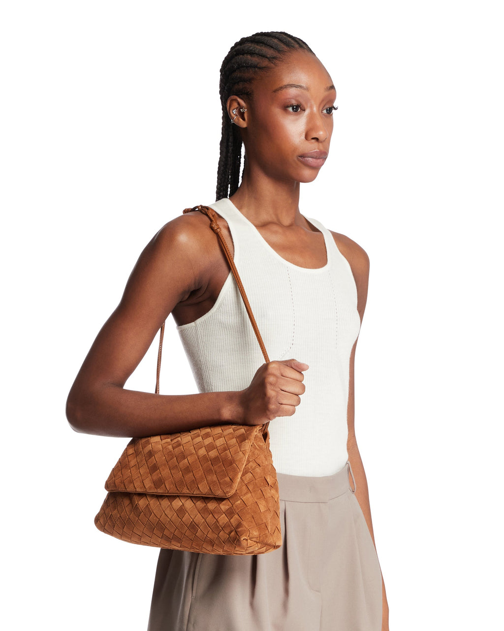 Brown Suede Giorno Clutch Bottega veneta – Гарантія оригінальності – детальний вид
