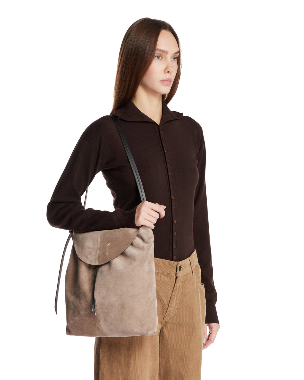 Beige Drawstring Hobo Bag Maison margiela – Гарантія оригінальності – вид ззаду