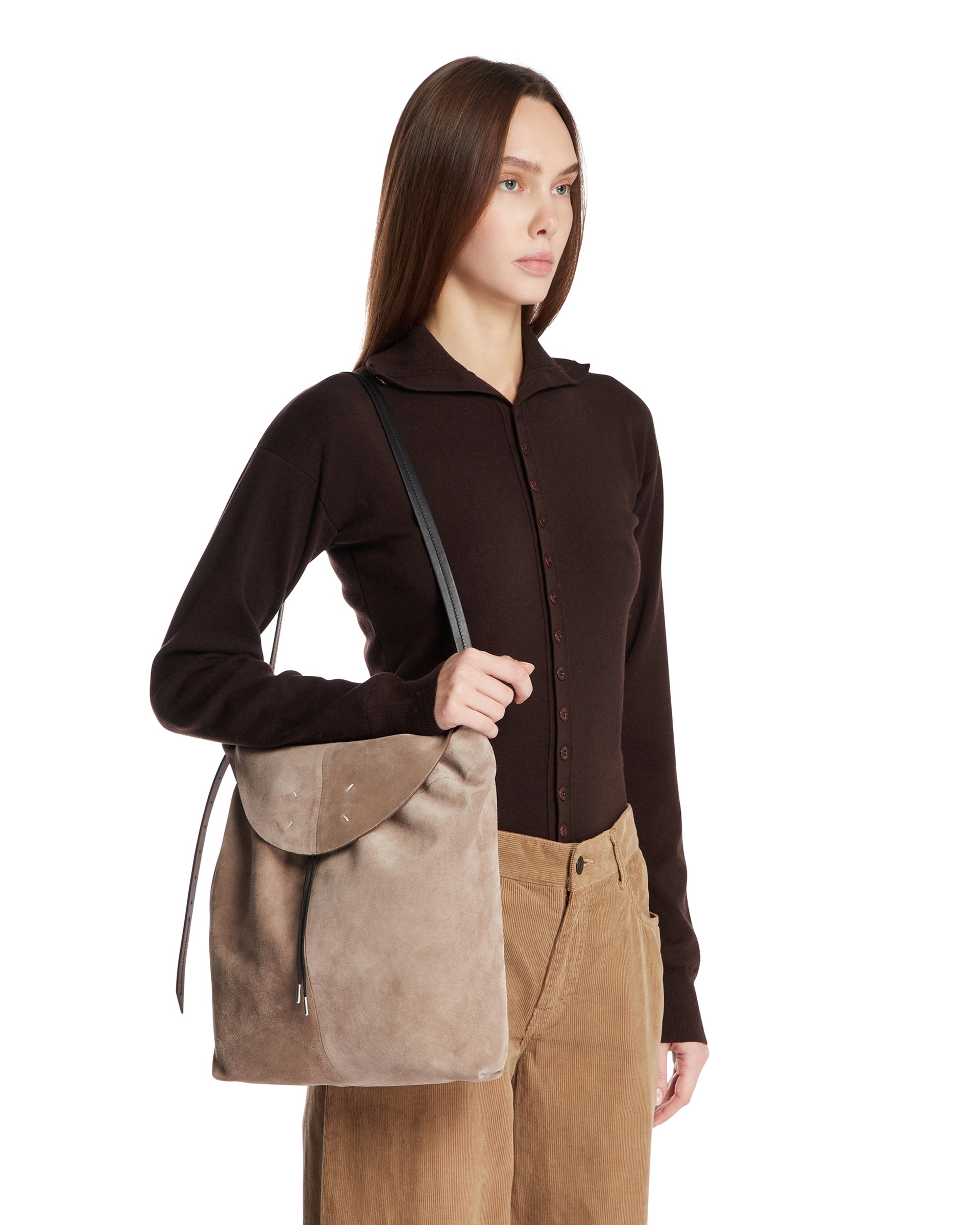 Beige Drawstring Hobo Bag Maison margiela – Гарантія оригінальності – вид ззаду - MAISON MARGIELA