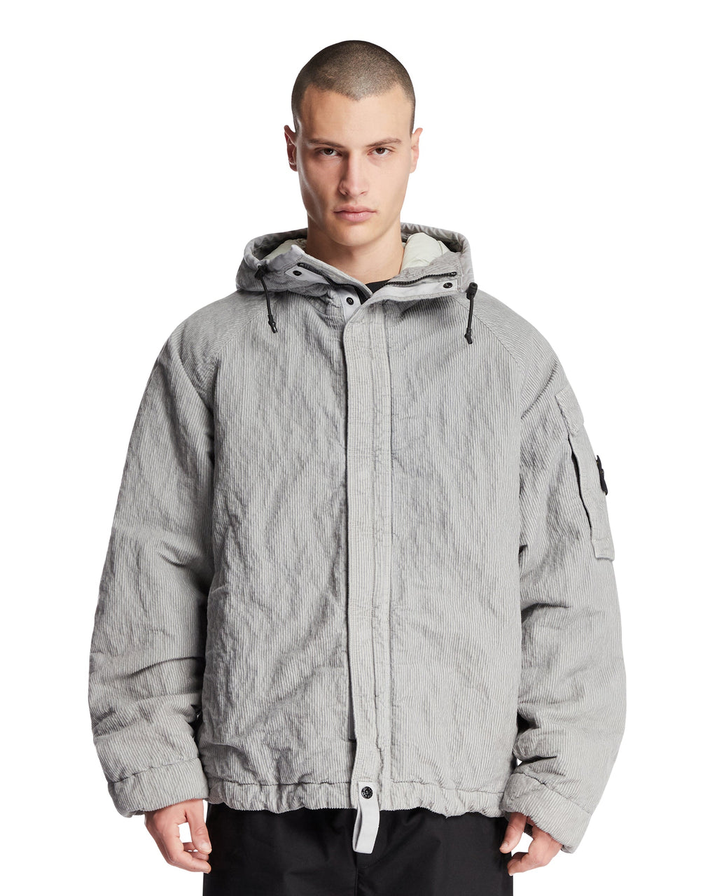 Gray 4100056 Wrinkled Corduroy 500-Tc Jacket Stone island – Гарантія оригінальності – боковий вид