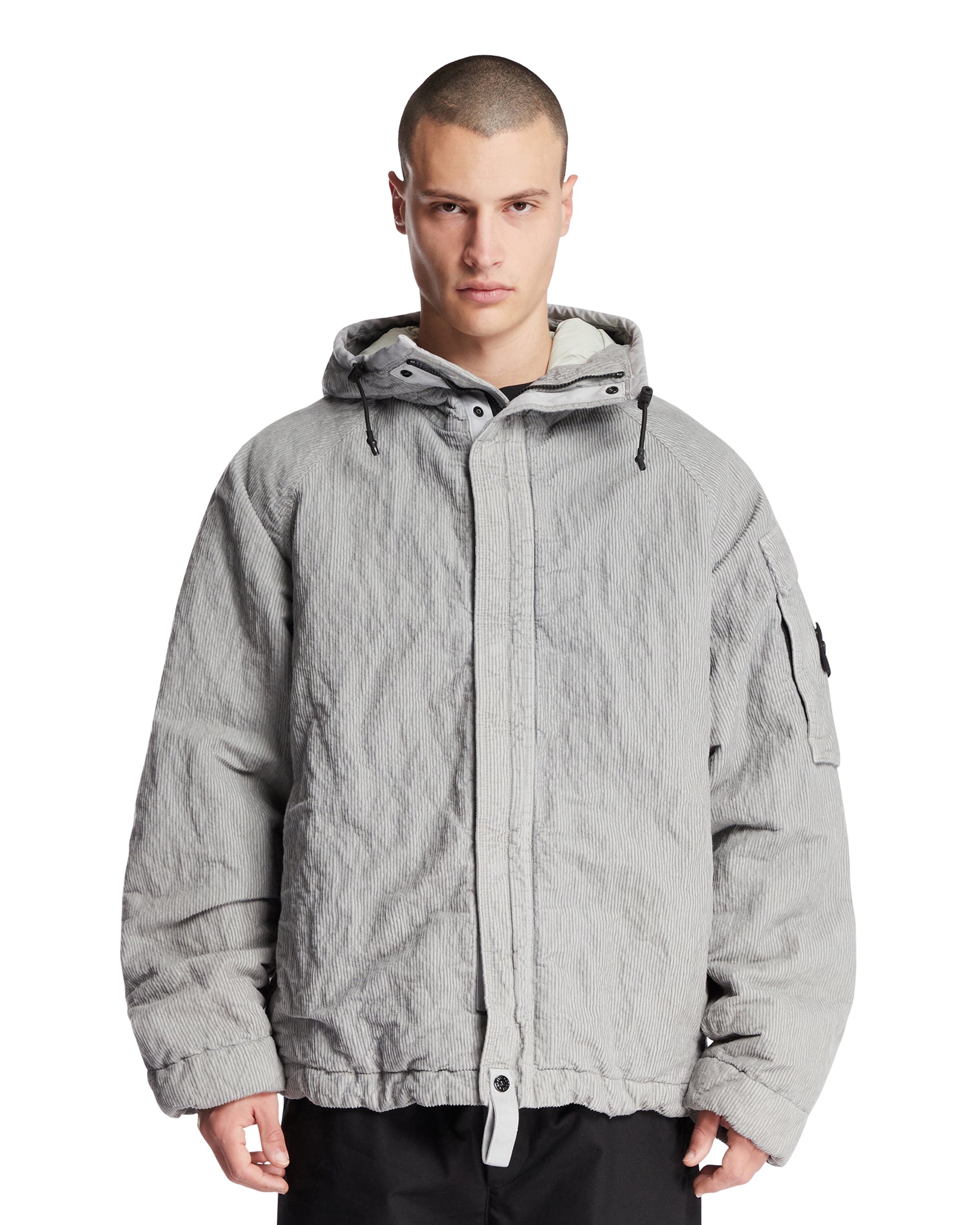 Gray 4100056 Wrinkled Corduroy 500-Tc Jacket Stone island – Гарантія оригінальності – боковий вид