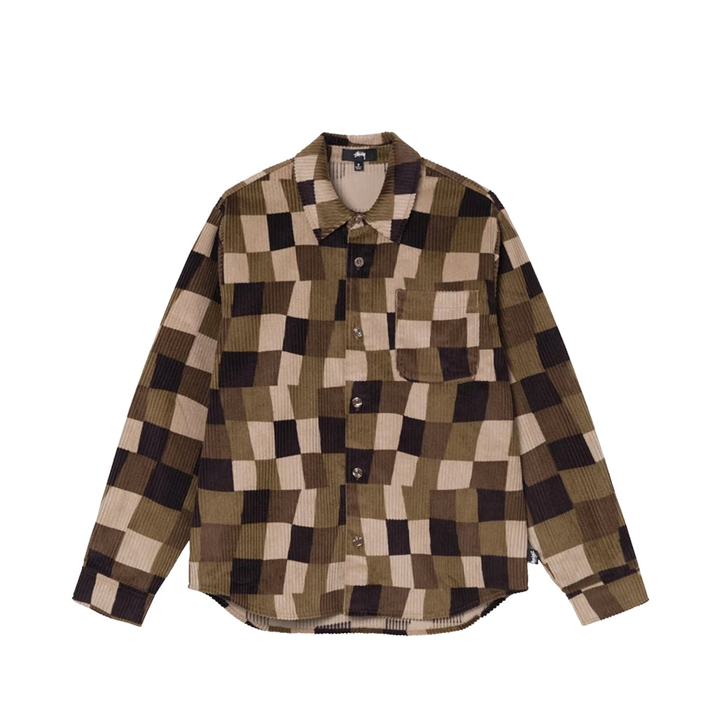 Оригінальна Men Wobbly Check Ls Shirt Brown Stussy – боковий вид