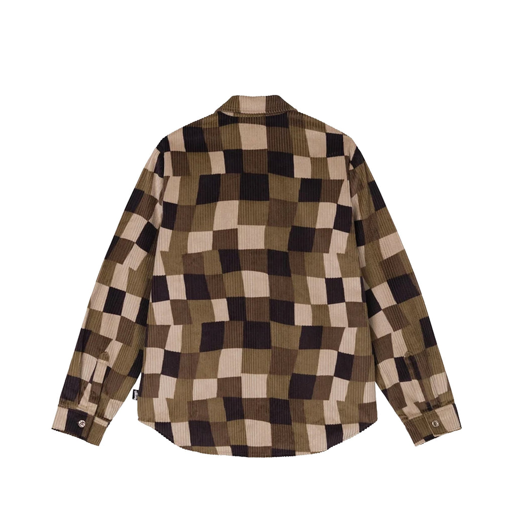 Оригінальна Men Wobbly Check Ls Shirt Brown Stussy – вид ззаду