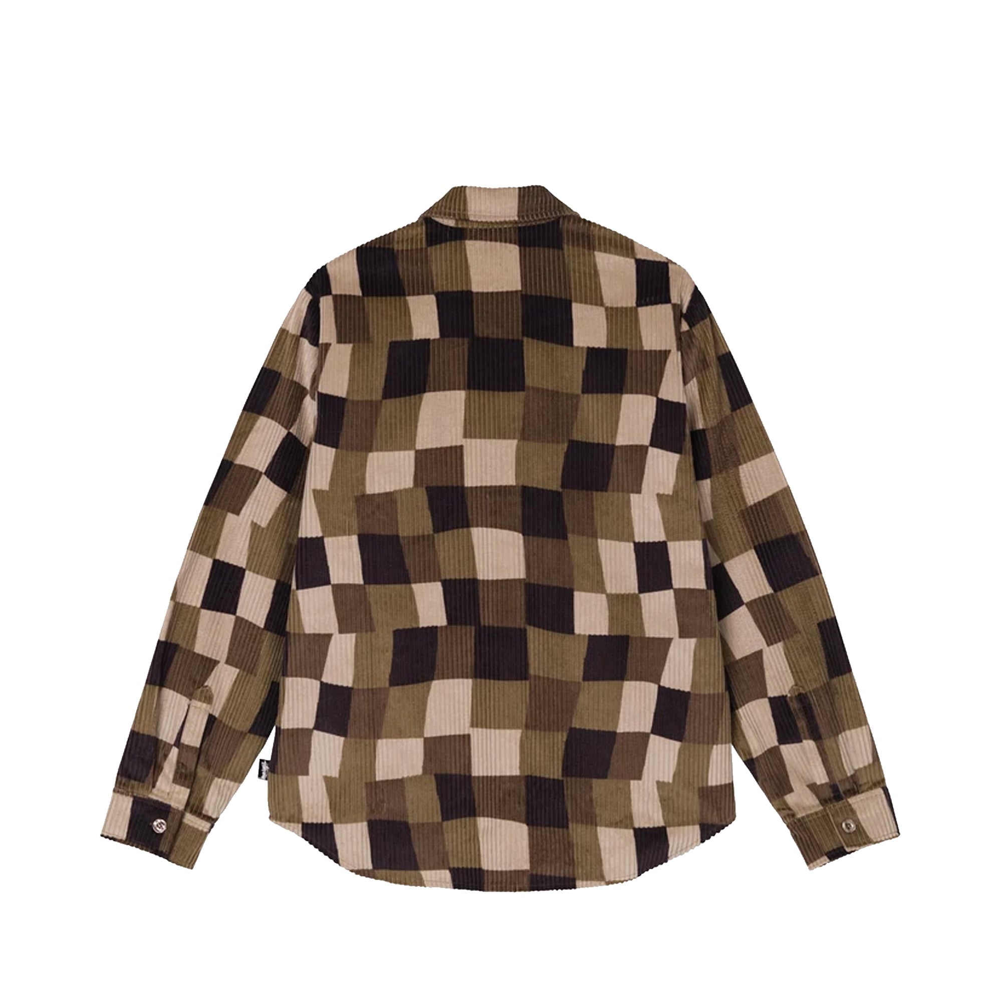 Оригінальна Men Wobbly Check Ls Shirt Brown Stussy – вид ззаду