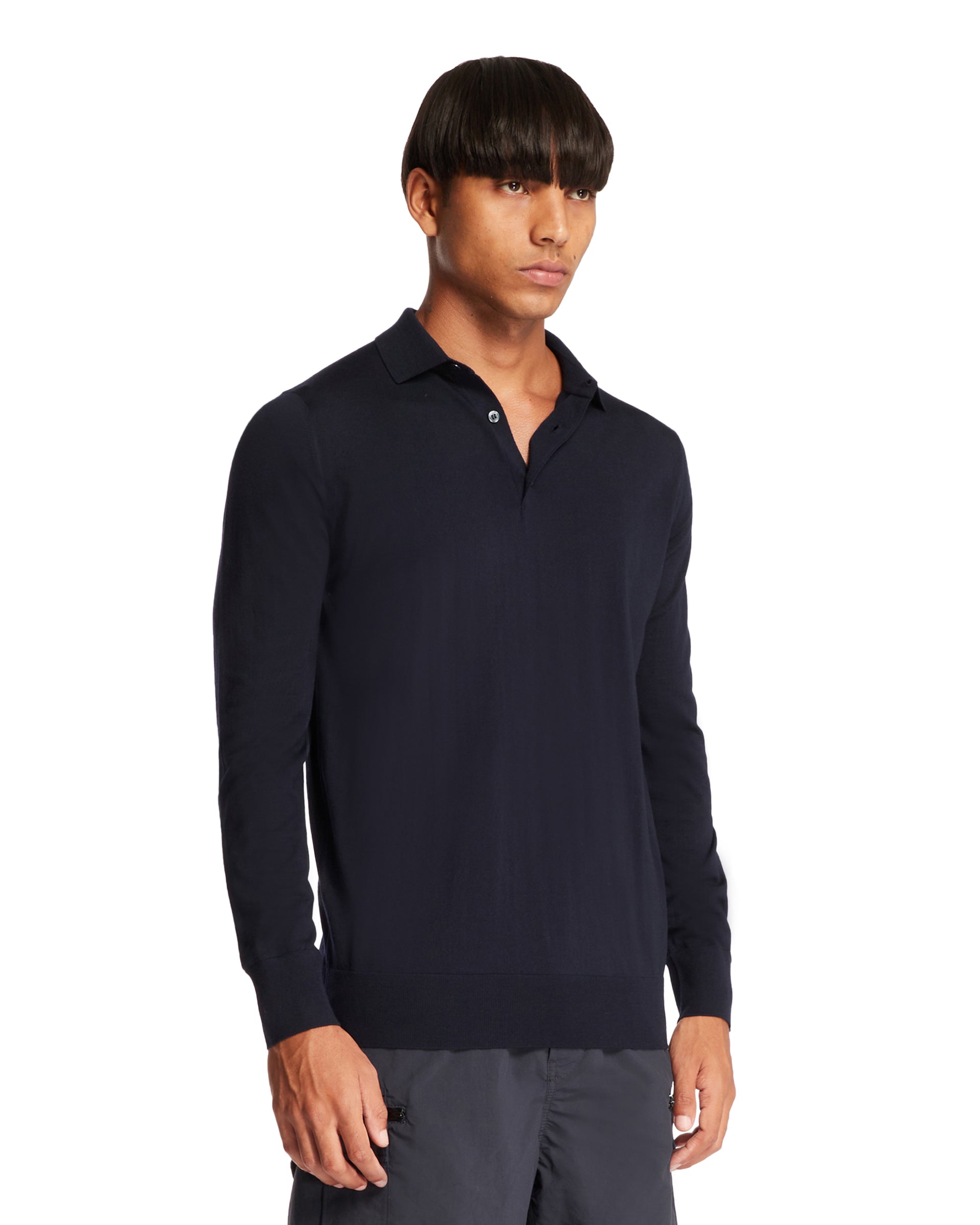 Blue Polo Neck Sweater - LORO PIANA