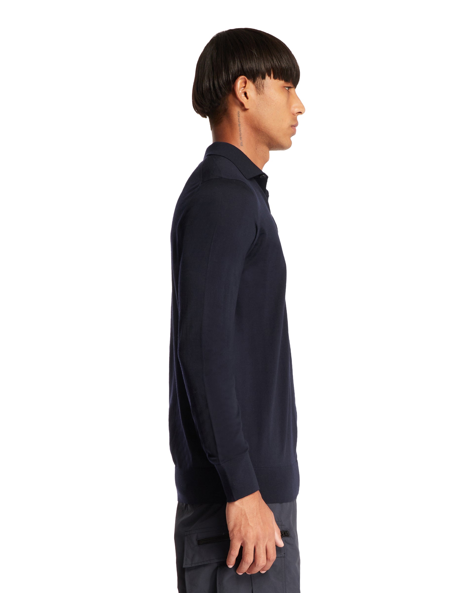 Blue Polo Neck Sweater - LORO PIANA