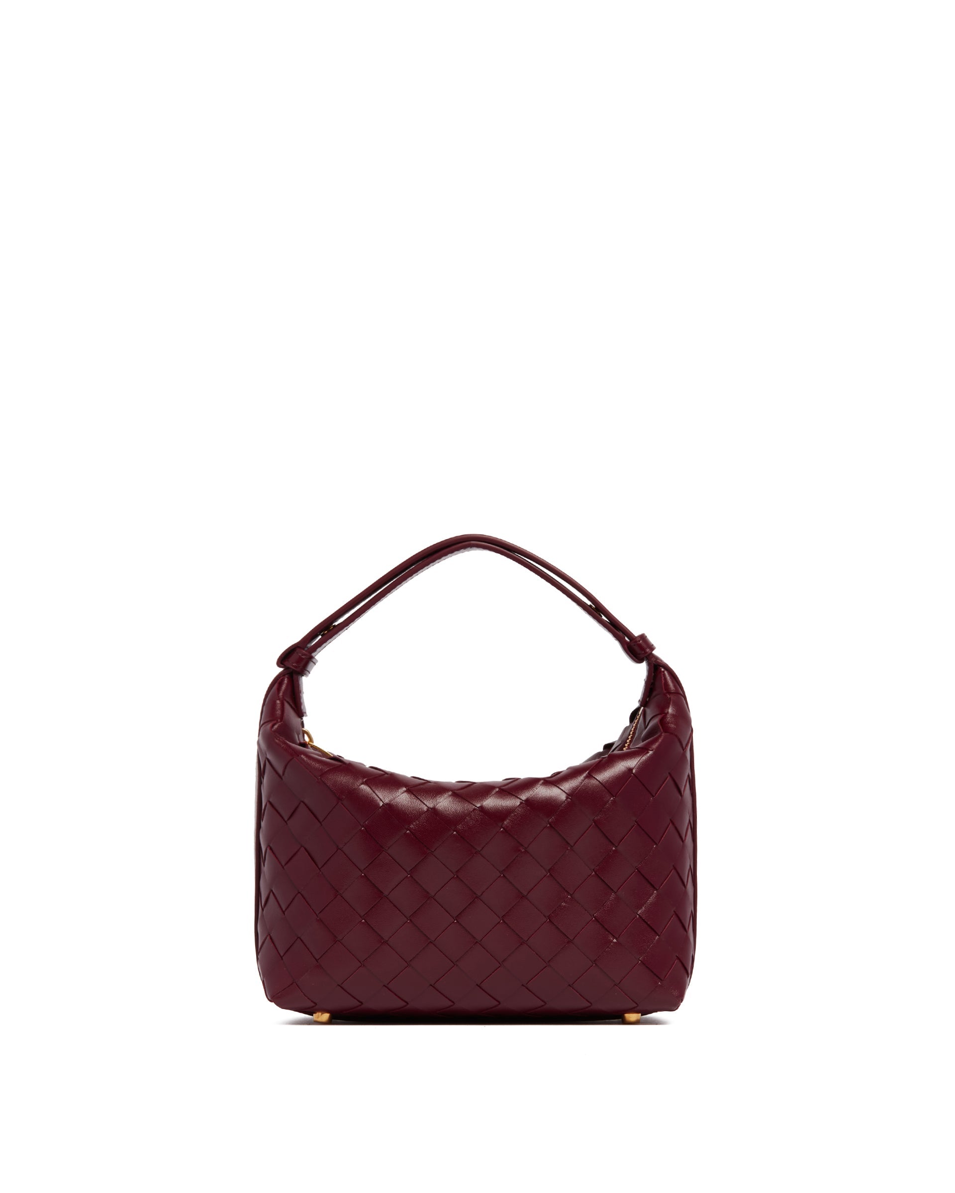 Burgundy Wallace Leather Shoulder Bag Bottega veneta – Гарантія оригінальності – боковий вид