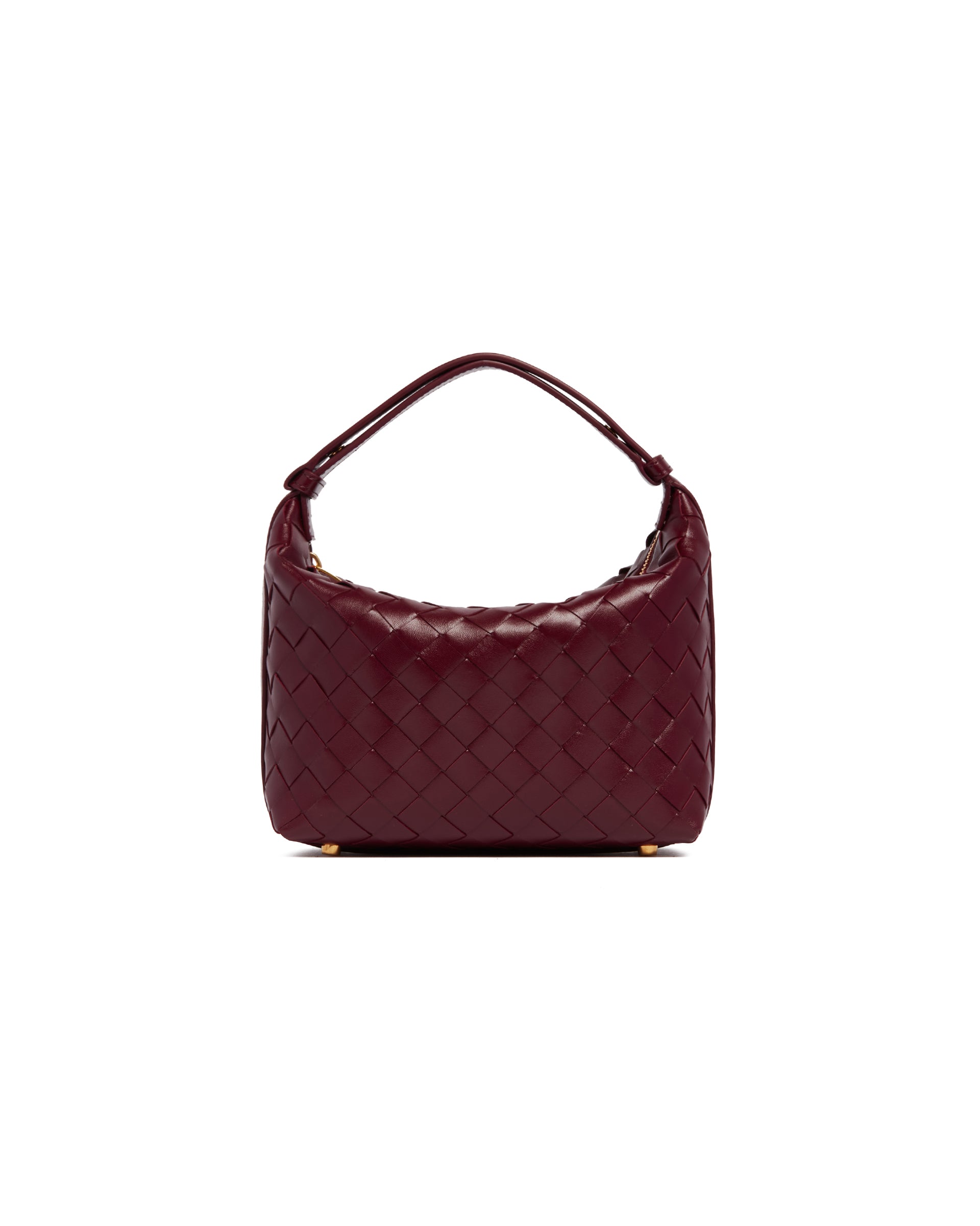 Burgundy Wallace Leather Shoulder Bag Bottega veneta – Гарантія оригінальності – вид ззаду