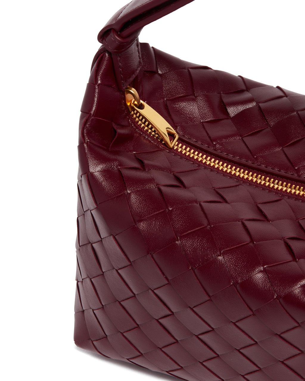 Burgundy Wallace Leather Shoulder Bag Bottega veneta – Гарантія оригінальності – збільшений вид