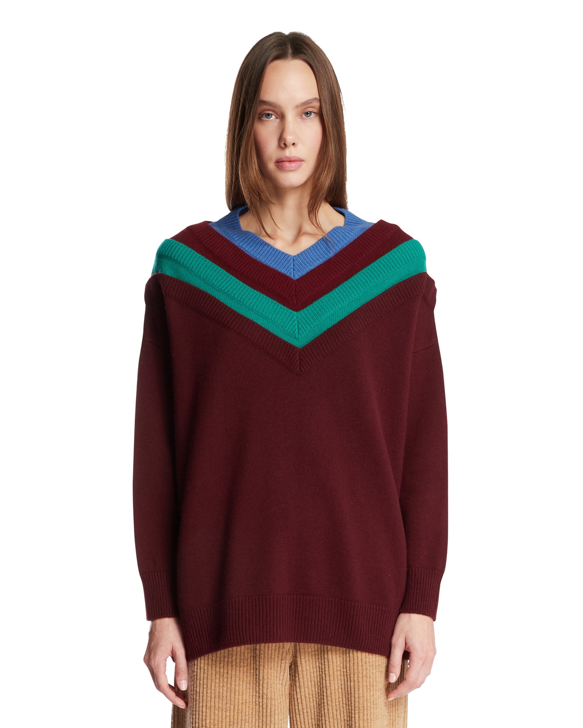 Burgundy Trompe Loeil Wool Sweater Loewe – Гарантія оригінальності – боковий вид