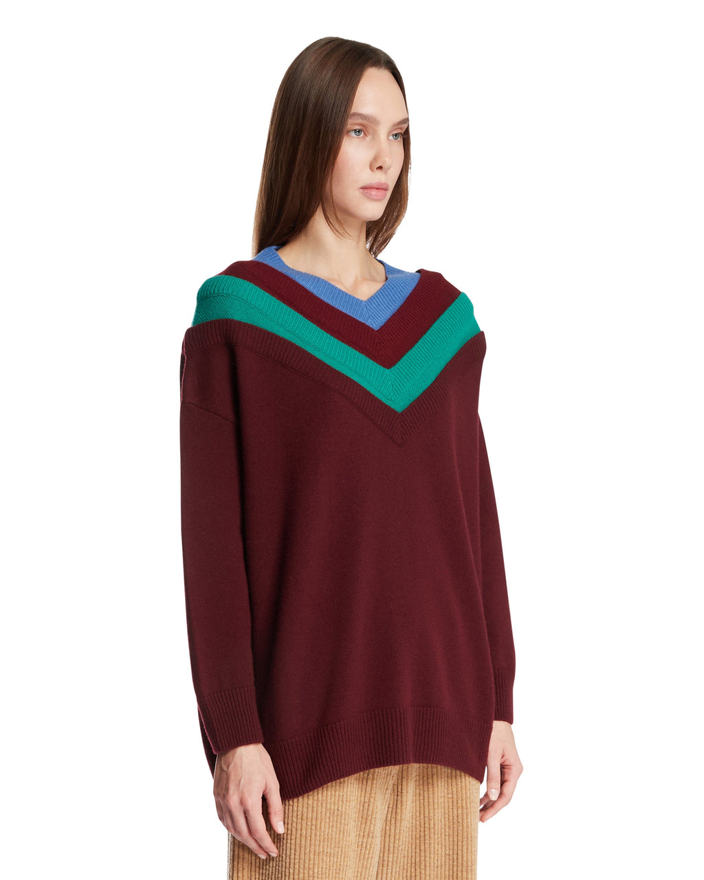 Burgundy Trompe Loeil Wool Sweater Loewe – Гарантія оригінальності – вид ззаду