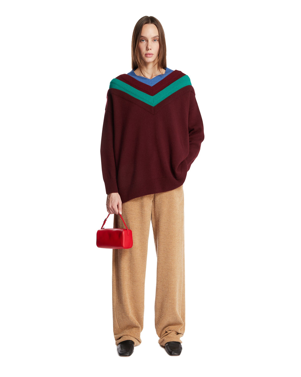 Burgundy Trompe Loeil Wool Sweater Loewe – Гарантія оригінальності – детальний вид