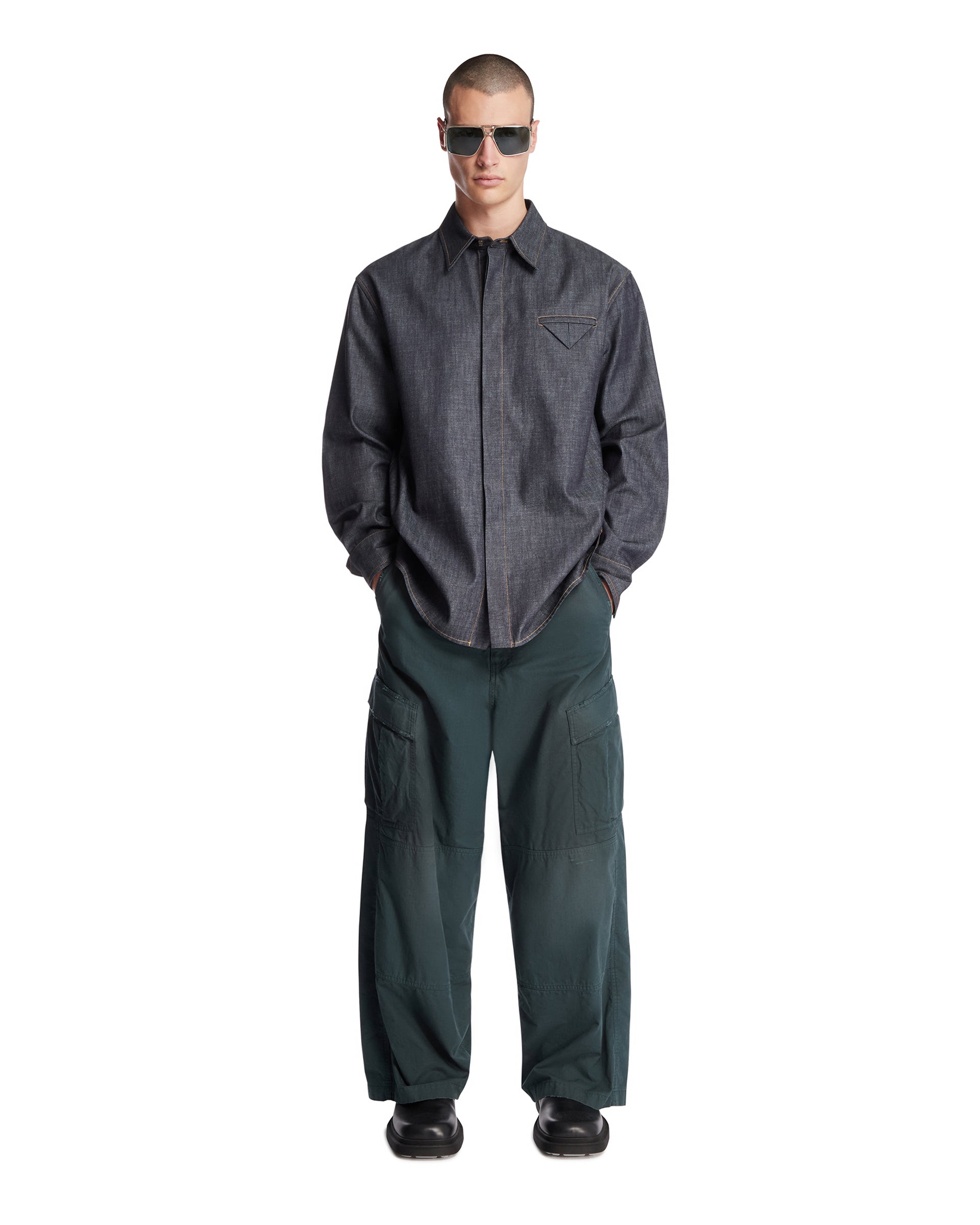Rinsed Indigo Denim Shirt Bottega veneta – Гарантія оригінальності – детальний вид