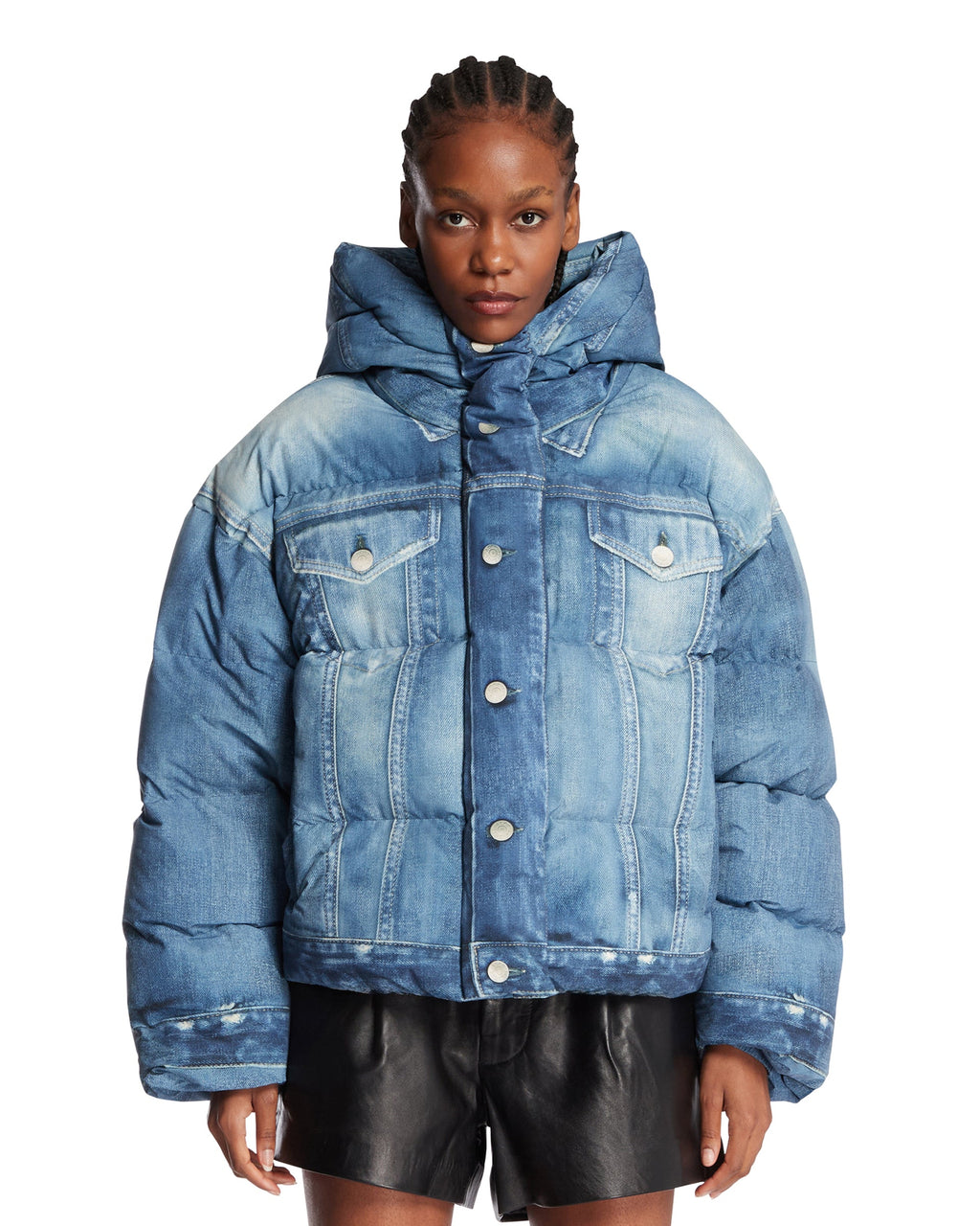 Blue Trompe Loeil Puffer Jacket Acne studios оригінал – Купити в Україні – боковий вид