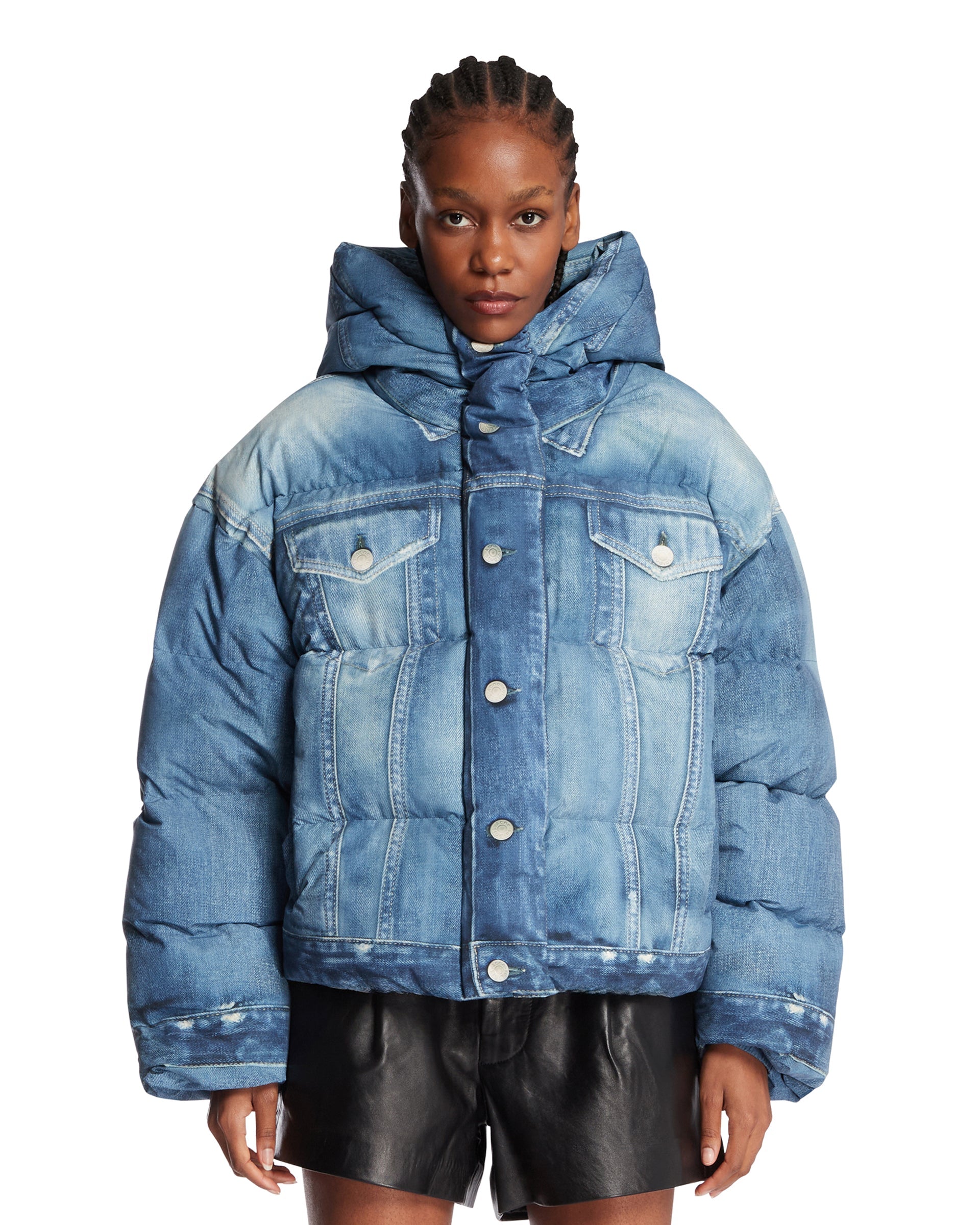 Blue Trompe Loeil Puffer Jacket Acne studios оригінал – Купити в Україні – боковий вид