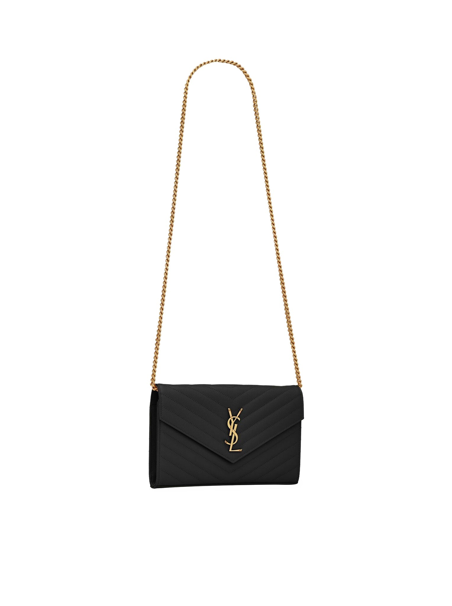 LEATHER CLUTCH WITH CHAIN AND CASSANDRE LOGO SAINT LAURENT оригінал – Купити в Україні – вид ззаду