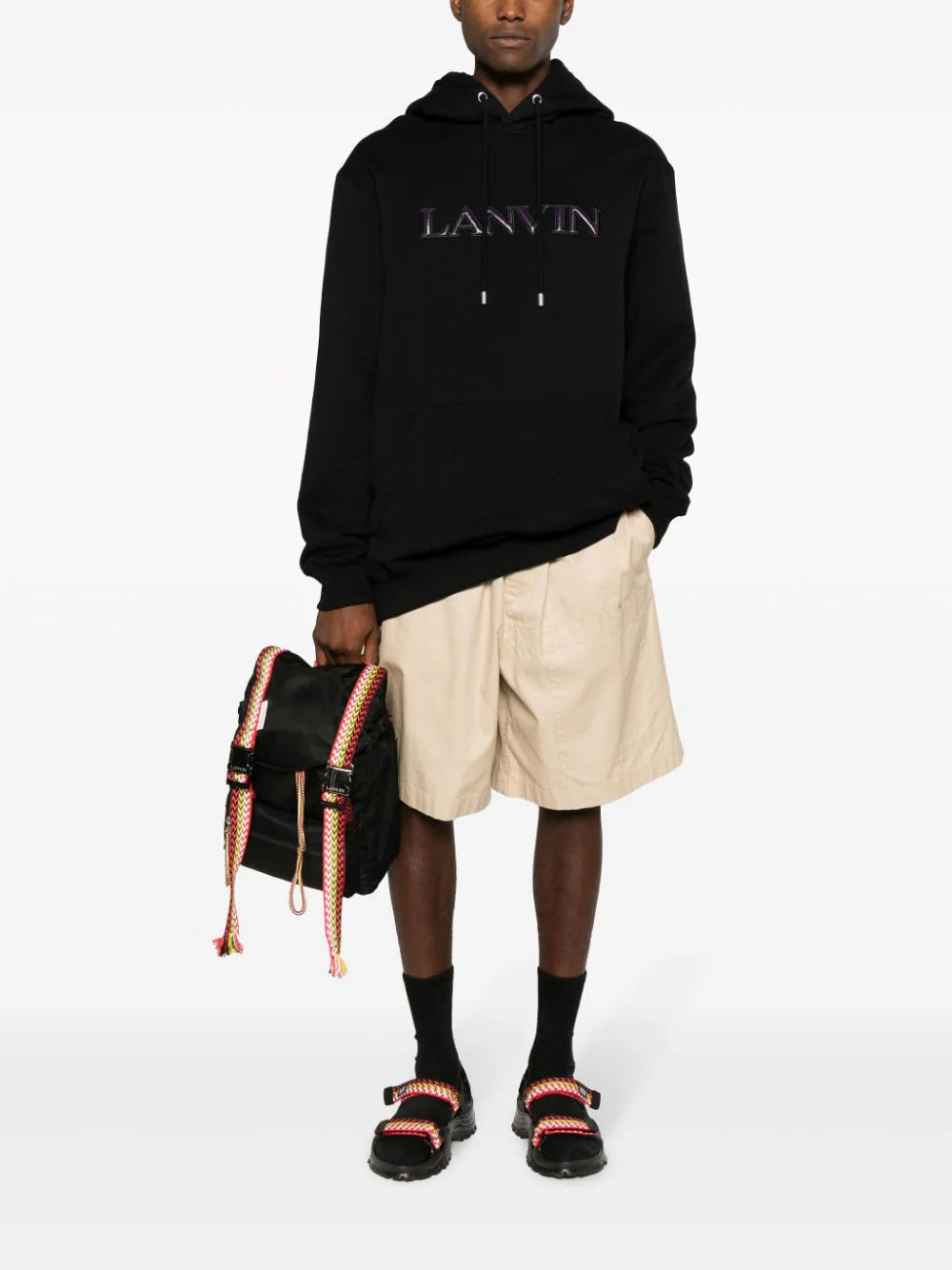 Logo-Appliqué Cotton Hoodie Lanvin оригінал – Купити в Україні – вид ззаду