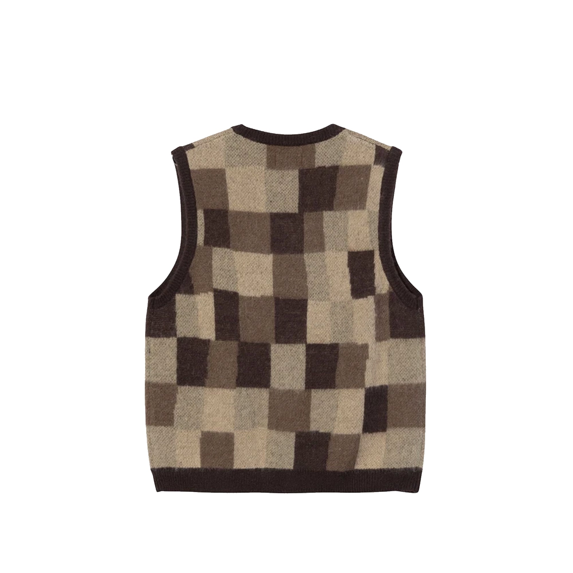 Womens Wobbly Check Sweater Vest Brown Stussy оригінал – Купити в Україні – вид ззаду