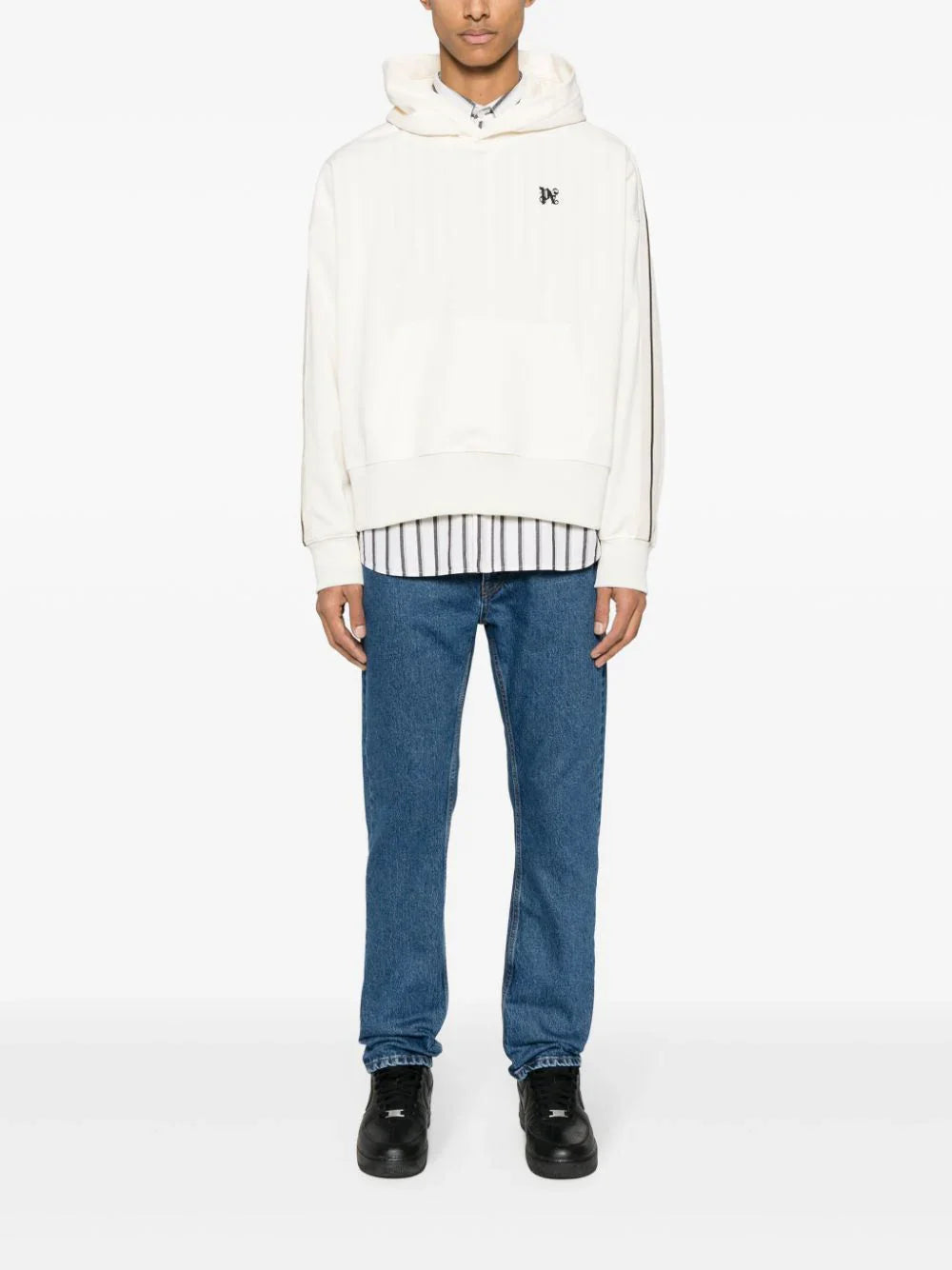 Monogram-Embroidered Straight-Leg Jeans Palm angels – Гарантія оригінальності – вид ззаду