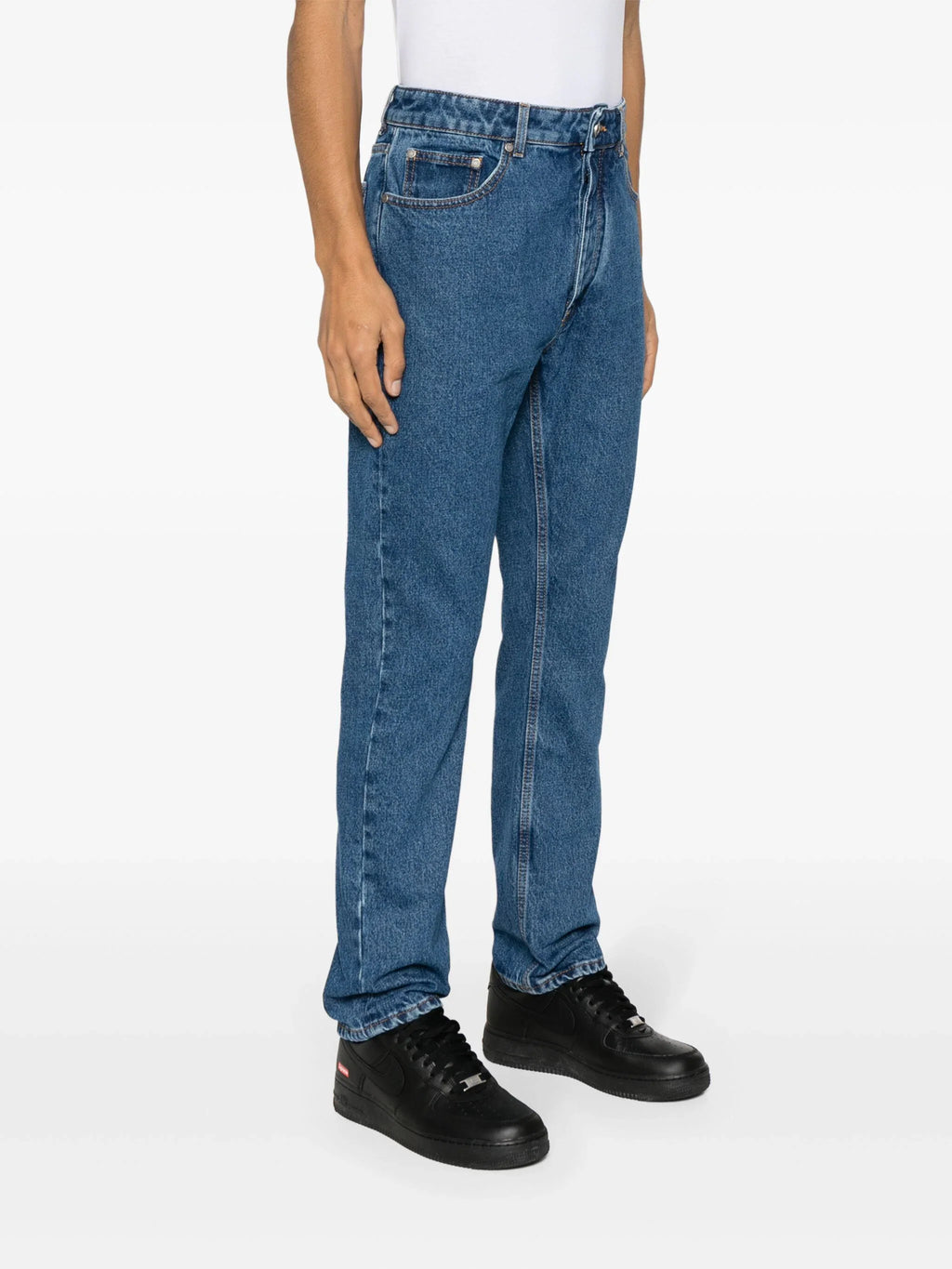 Monogram-Embroidered Straight-Leg Jeans Palm angels – Гарантія оригінальності – детальний вид