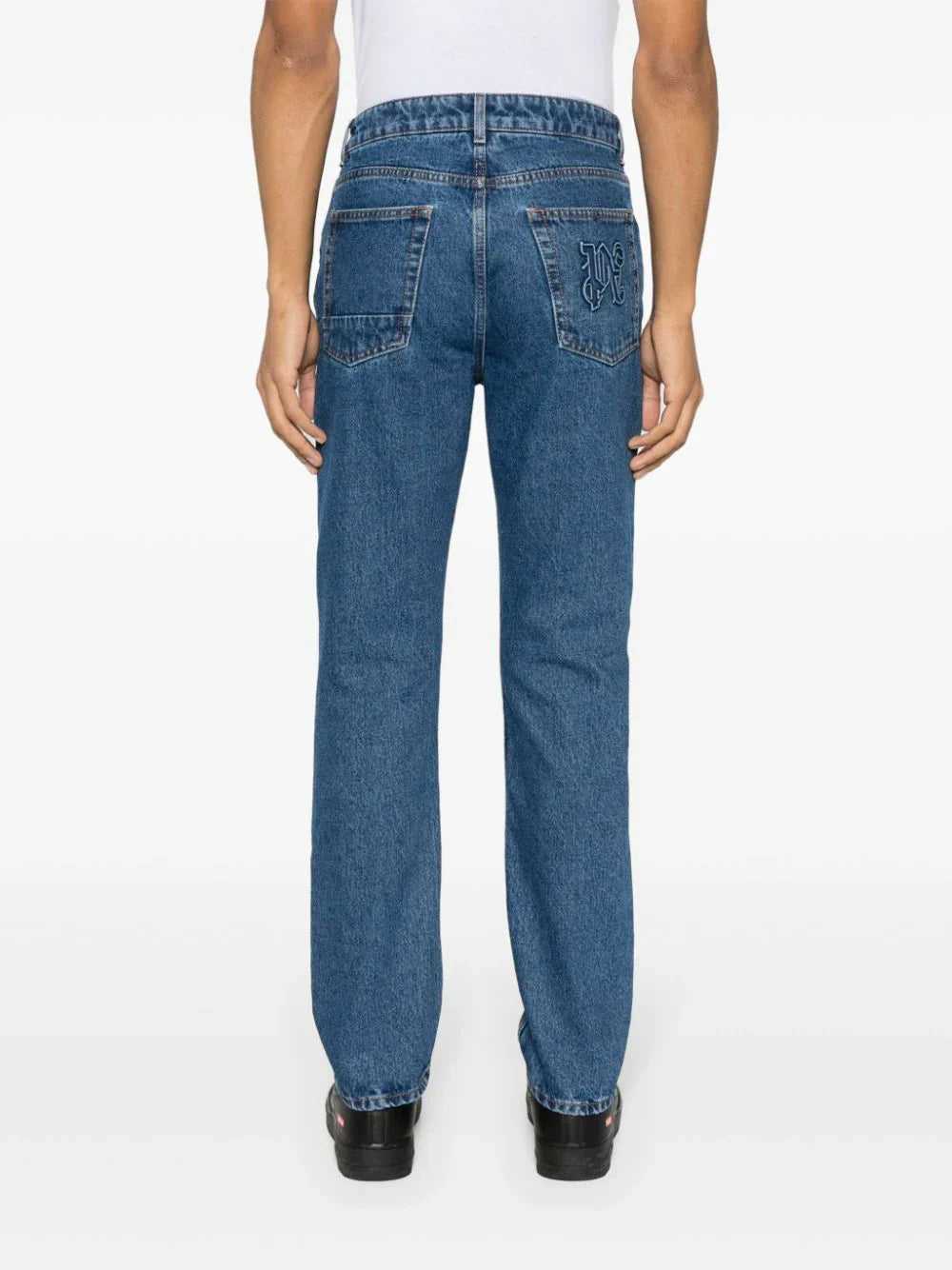 Monogram-Embroidered Straight-Leg Jeans Palm angels – Гарантія оригінальності – збільшений вид